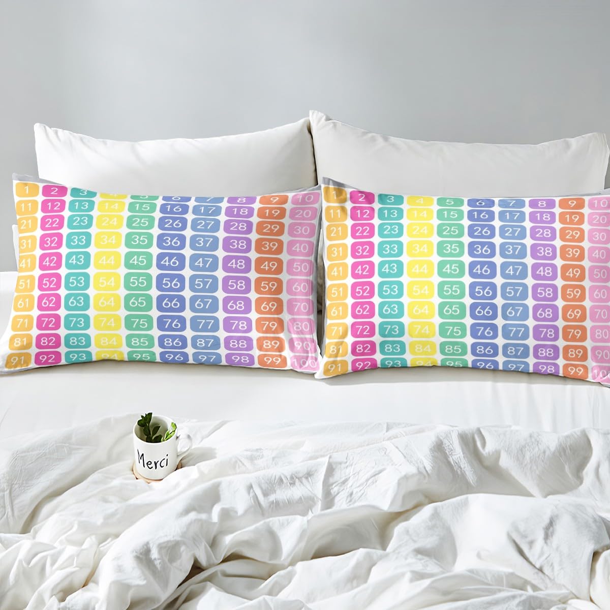 Numbers Alphabet Fitted Sheet Twin, Cartoon Alphabet Bedding Set - Educational Bed Sheet Set for Kids Learning Time 2Pcs