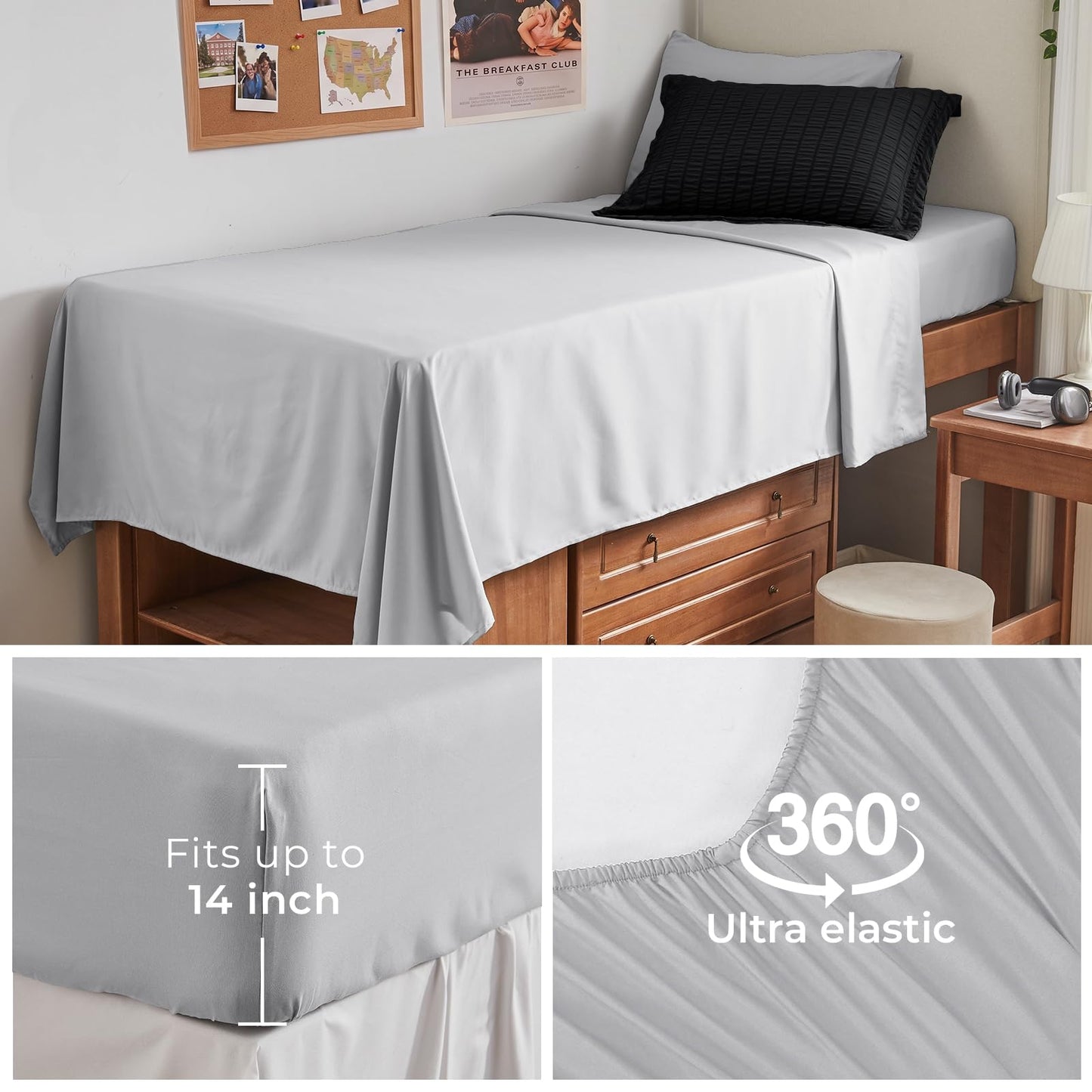 HYMOKEGE Black/Light Grey Twin Comforter Set Seersucker 5 Pieces, All Season Luxury Bed in a Bag for Bedroom, Bedding Set with Comforter, Sheets, Pillowcase & Sham
