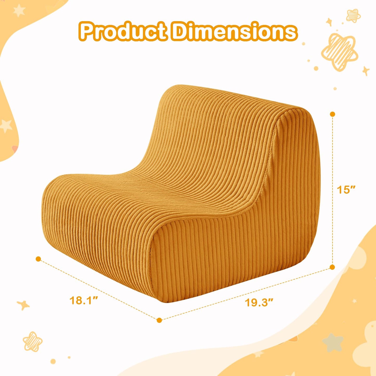 DAICO Kids Bean Bag Chair Ultra-Soft Toddler Bean Bag Sofa with Handle, Small Toddler Comfy Lazy Lounger Reading Foam Chairs for Playroom or Bedroom - Birthday Gift for Boys and Girls