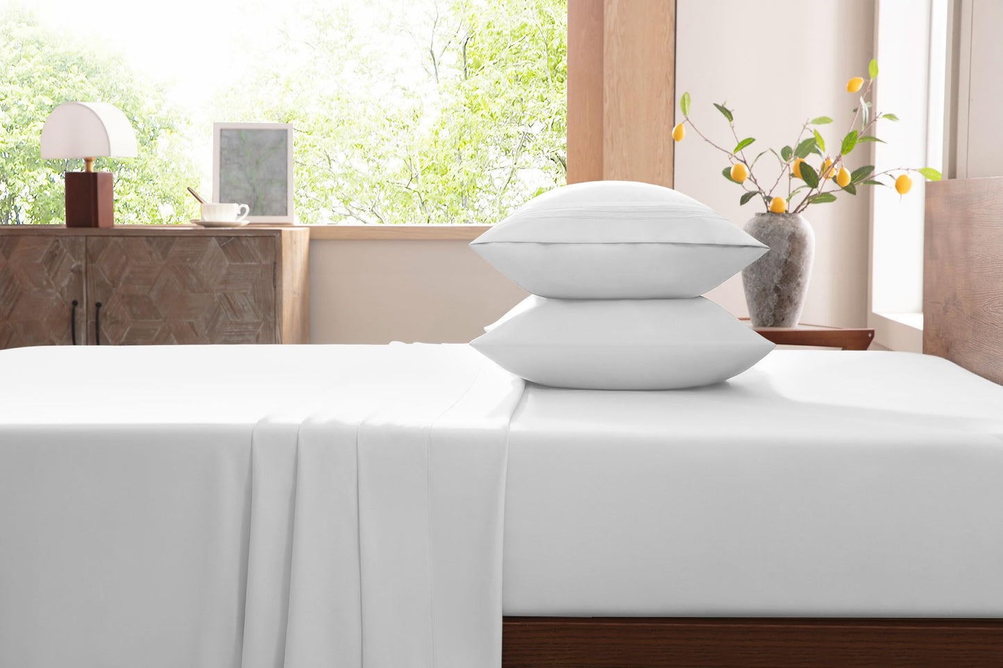 MISSQ California King Size Bed Sheets Set - Cooling, Extra Soft, Wrinkle & Fade Resistant, Hypoallergenic - 4 Piece Hotel Luxury Microfiber Sheets with 16 Inch Deep Pocket, Cal King, White