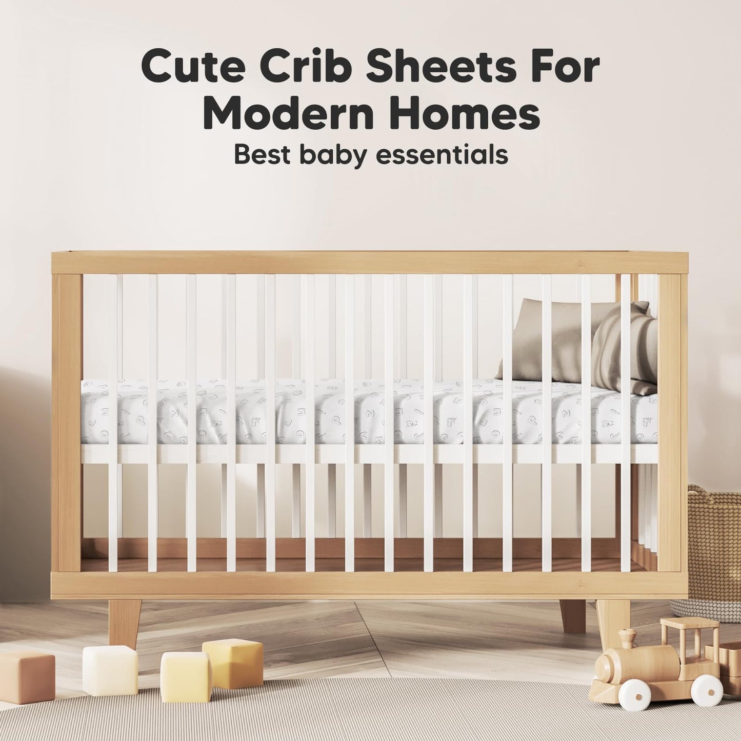 KeaBabies 2-Pack Organic Cotton Crib Sheets for Boys, Girls - 52x28 Fitted Crib Mattress Sheet Neutral, Breathable Cover for Baby Bed Set, Toddler Mattress, Soft & Cute Prints (ABC Land Sky)