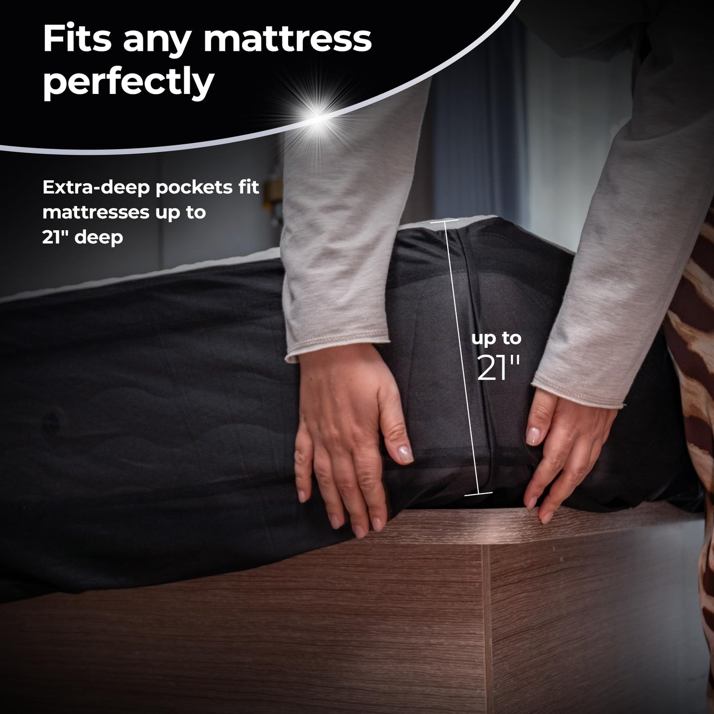 Silvery Silver Infused Cooling Mattress Protector - Breathable Waterproof Protection Against Spills & Stains - Hypoallergenic Ultra Soft Fabric with Extra Deep 21” Pockets