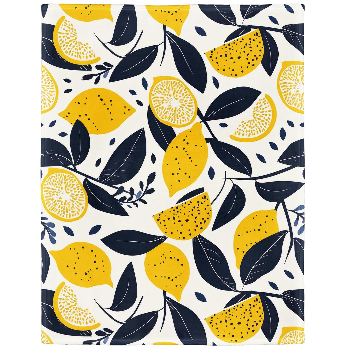 XSMEI Lemon Pattern Throw Blanket, Decorative Fleece Blanket with Fresh Fruit Design, Super Soft Warm and Cozy, Gifts for Women Girls Kids, 60" x 80"