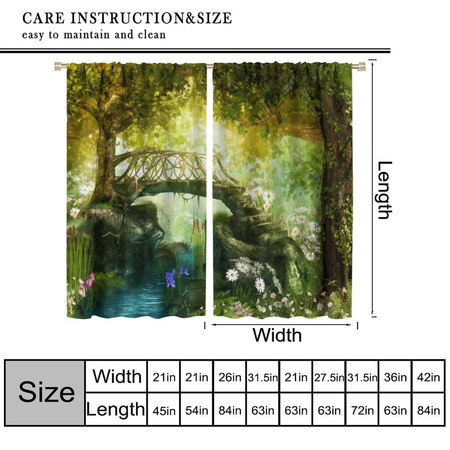 TYVGICZ Forest Curtains,Tree Cave Drapes Fantasy Nature Landscape Backdrop Rainforest Jungle Window Treatments for Bedroom Decor 42x45Inch 2Panels