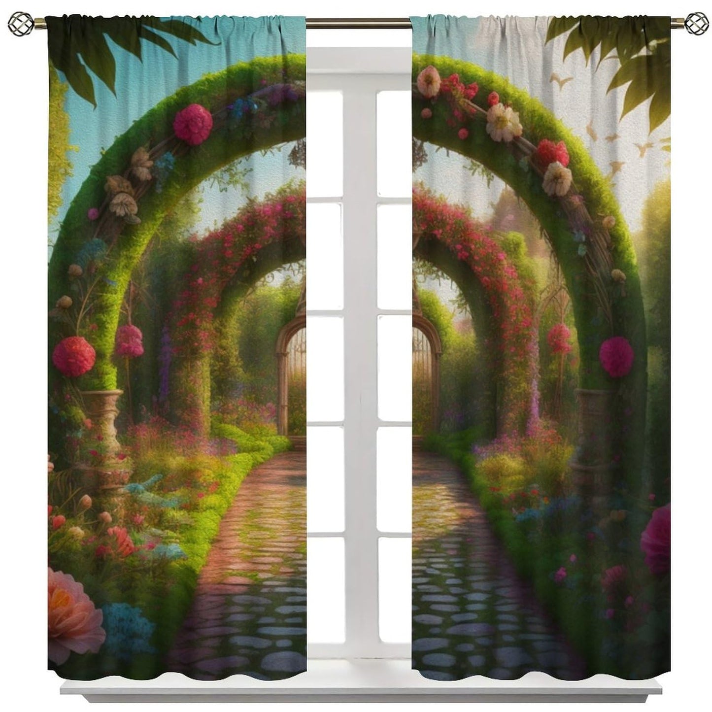 DDCBNS Fantasy Nature Windows Curtains,Magical Garden Fairytale Window Treatments for Bedroom Living Room Dreamland Landscape Flower Drapes 2 Panels Set,Total Size 42 x 45 Inch