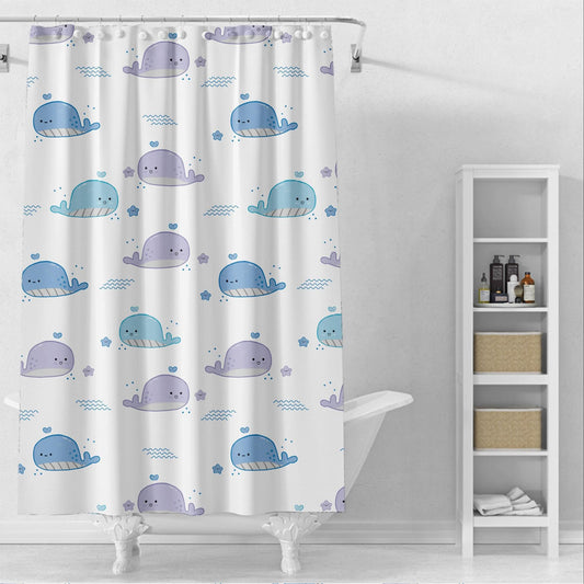 Plastic Shower Liner - Premium EVA 5G Shower Curtain Liner with Rustproof Grommets and 3 Weighted Magnets, Waterproof Shower Curtains for Bathroom (Baby Whale, 72" x 72")