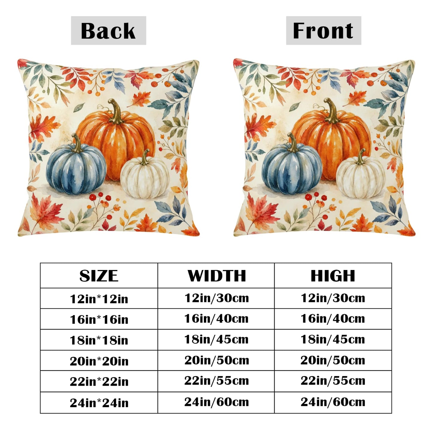 ABSOP Fall Pillow Covers 18x18 Inch Orange Blue Pumpkin Pattern Decorative Throw Pillow Covers Set of 2 Autumn Thanksgiving Harvest Pillowcases for Soft Couch Holiday Party Decor