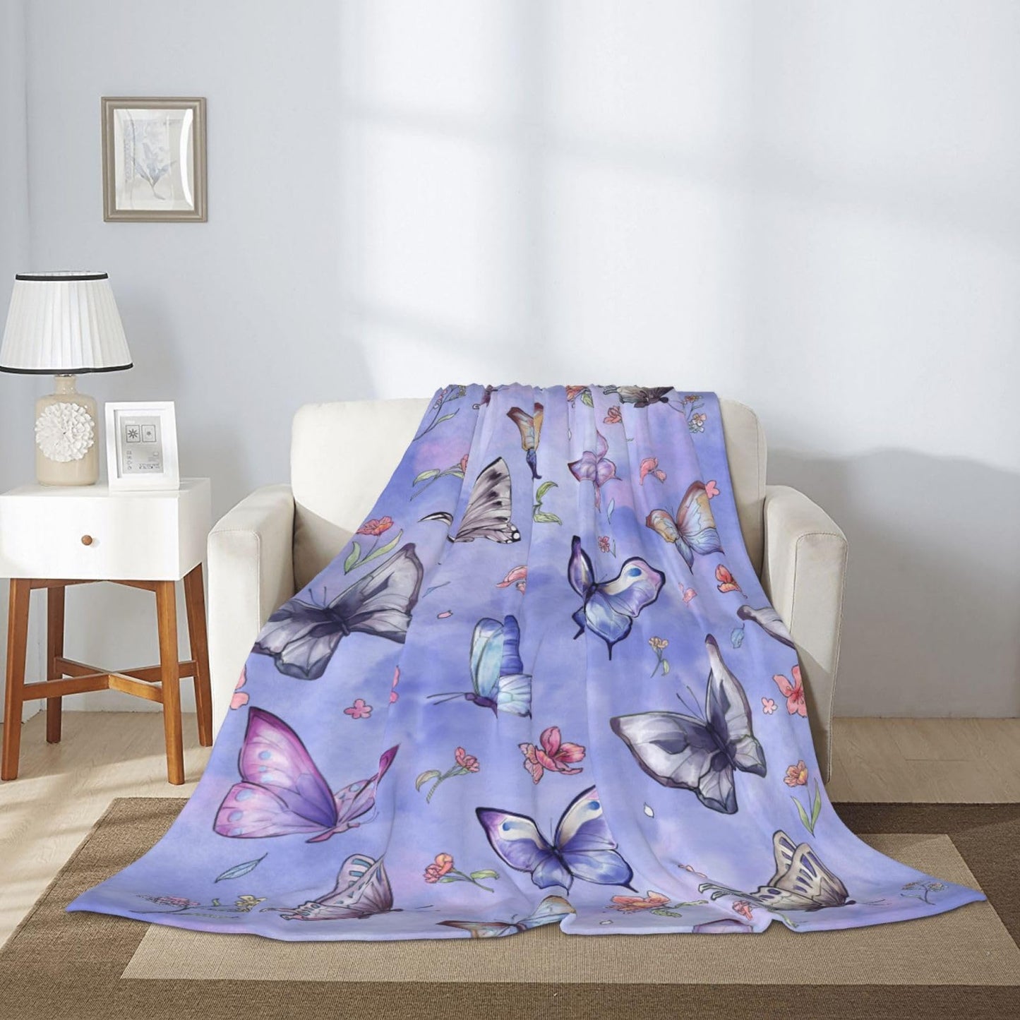 Butterfly Throw Blanket Cozy Fluffy Plush Blanket Soft Flannel Throw Blanket for Kids Men Women Gift Sofa Bed Couch 50"x40"