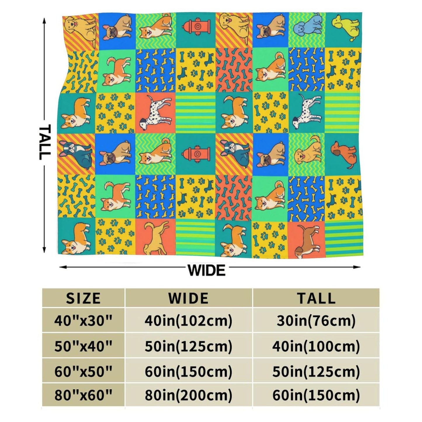 Gbuzozie Cute Dogs Paws and Bones Fleece Blanket Lightweight Ultra-Soft Pet Animal Gift for Dog Lover Throw Blanket for Sofa Couch Bed Camping Travel - Super Soft Cozy Microfiber Blanket 60"X50"