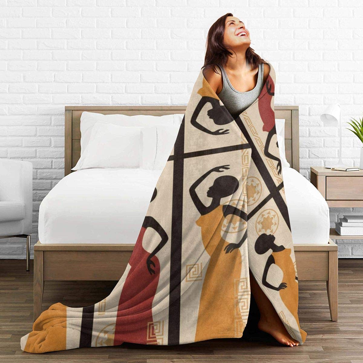 Ouqiuwa Beautiful African American Women Vintage Throw Blanket Plush Microfiber Flannel Fleece Blanket 50X40 Inch for Bed Sofa Couch Camping Travel