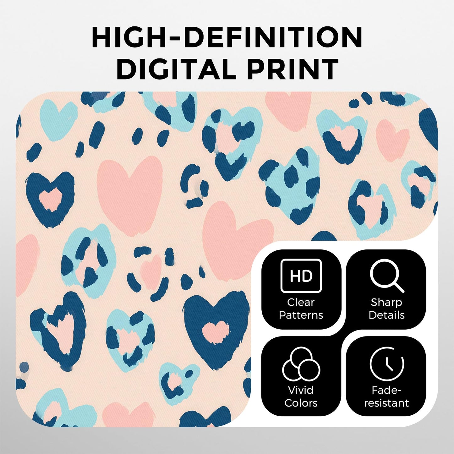 Blue Pink Cheetah Print Duvet Cover Queen, Heart Leopard Print Bedding Set 3 Piece & 2 Pillowcases, Animal Print Bedroom Decor, Reversible Soft Microfiber, Zipper Ties