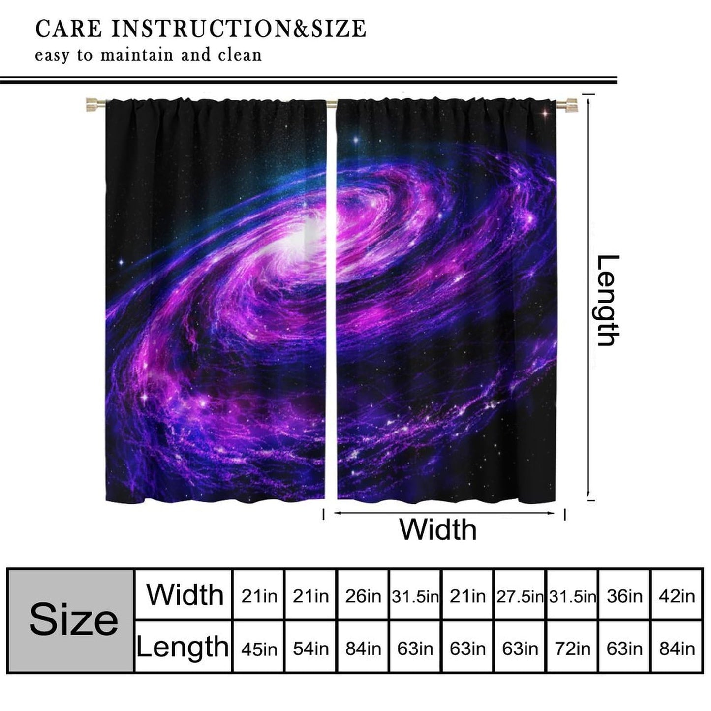 Galaxy Blackout Curtains,Purple Universe Starry Night Outer Space Mystery Galaxy Milky Way Black Hole Stars Windows Treatments Rod Pocket Drapes For Kids Boys Teenage Living Room Bedroom 63x72in