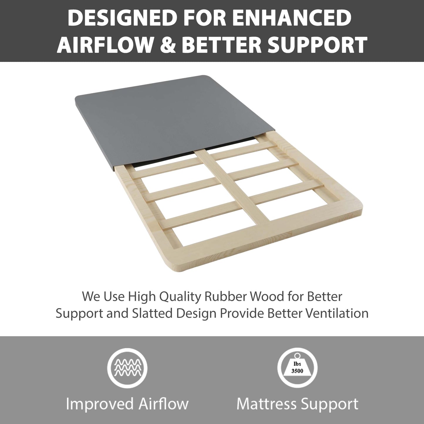 Greaton 1.5" Split Wood Bunkie Board for Full(Fold) Size Bed - 4-Piece Under Mattress Support Board, Fully Assembled, Fabric Ventilation Cover - Replaces Wooden Slats or Box Spring for Bed Frames
