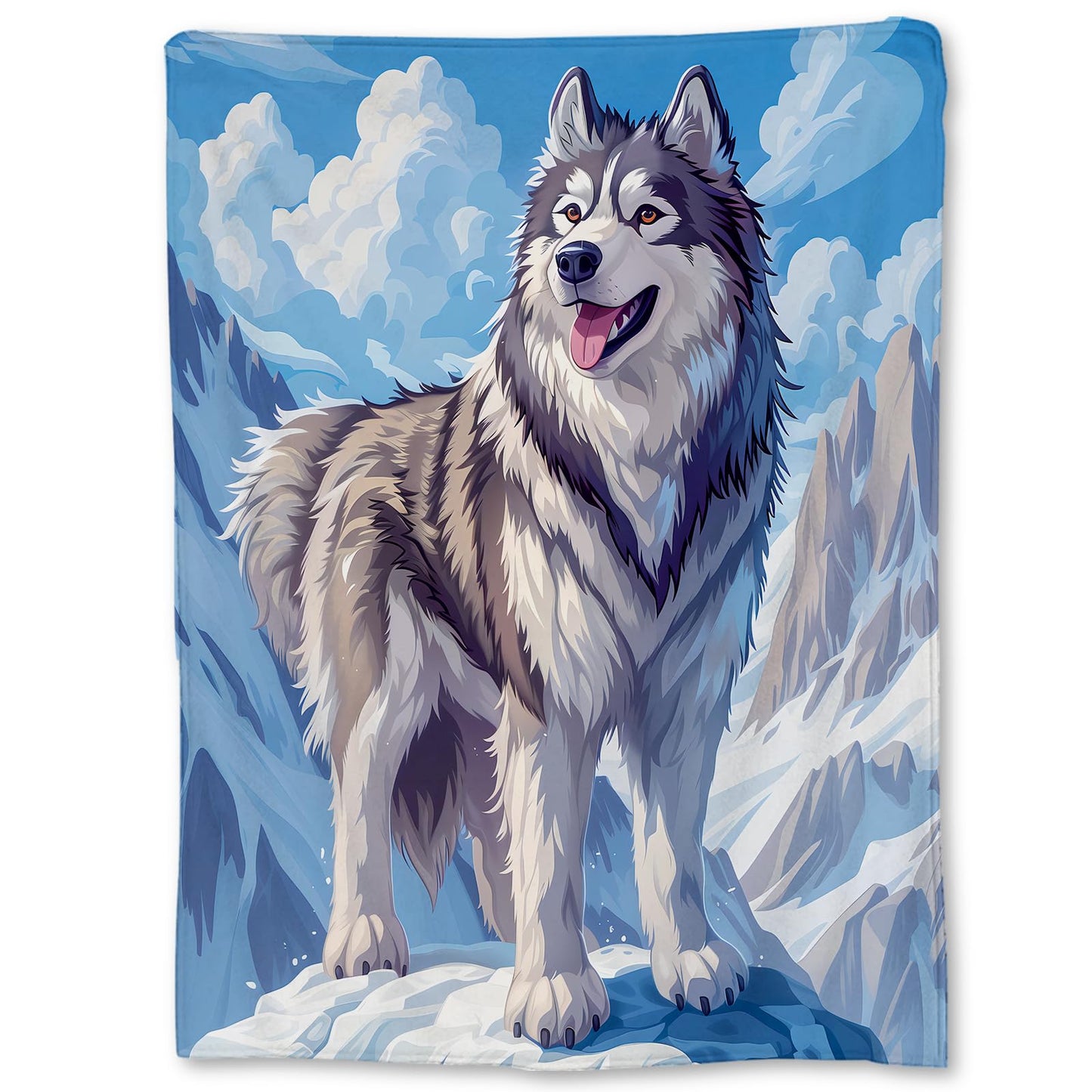 Ti Caldi Majestic Husky in Snowy Mountains Blanket - Soft Lightweight Cozy Flannel Throw Blanket for Adults Kids Women, Warm Fuzzy Blankets for Couch, Bed, Travel, Home Decor, Living Room 60×50 in
