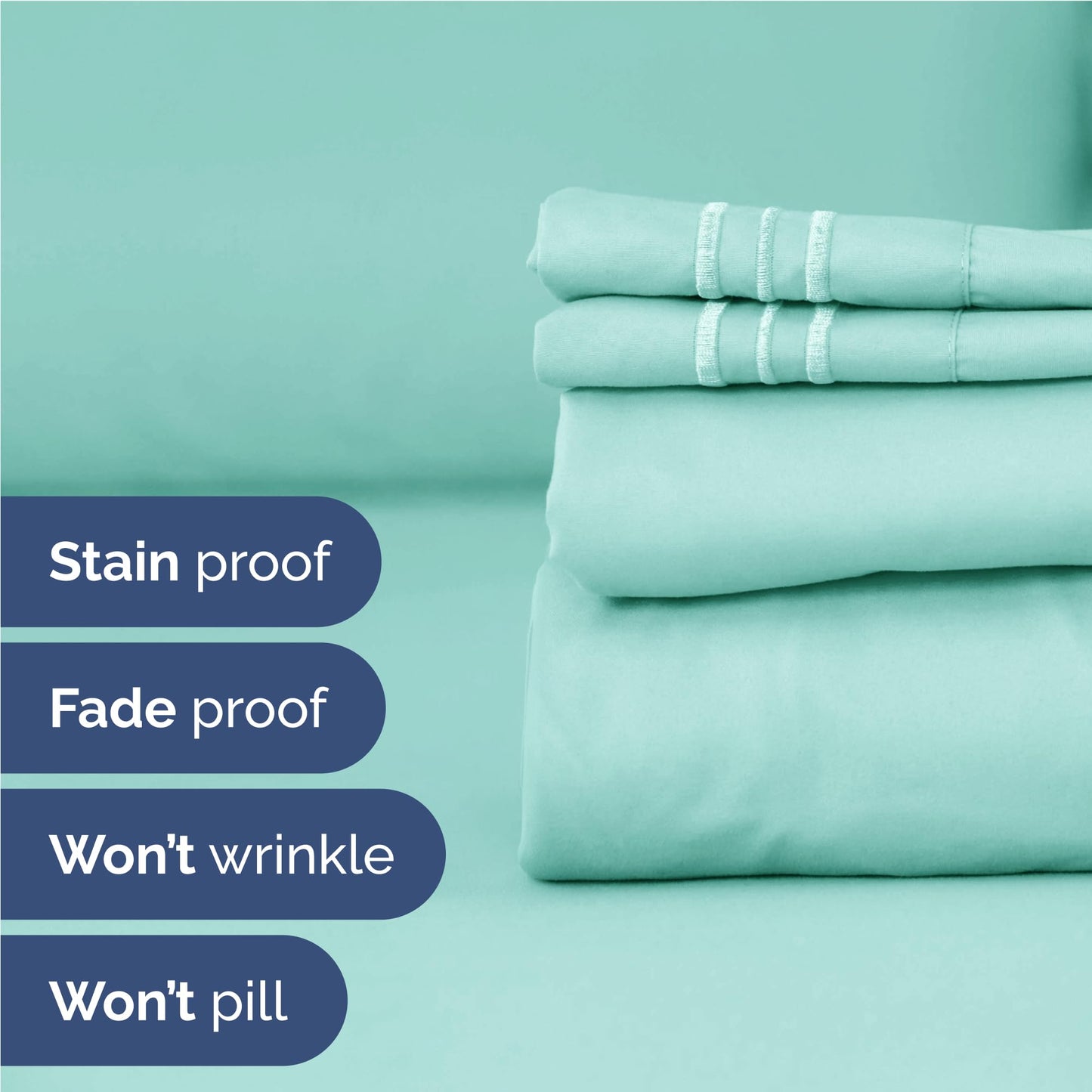Full Size 4 Piece Sheet Set - Comfy Breathable & Cooling Sheets - Hotel Luxury Bed Sheets for Women & Men - Deep Pockets, Easy-Fit, Extra Soft & Wrinkle Free Sheets - Spa Blue Oeko-Tex Bed Sheet Set