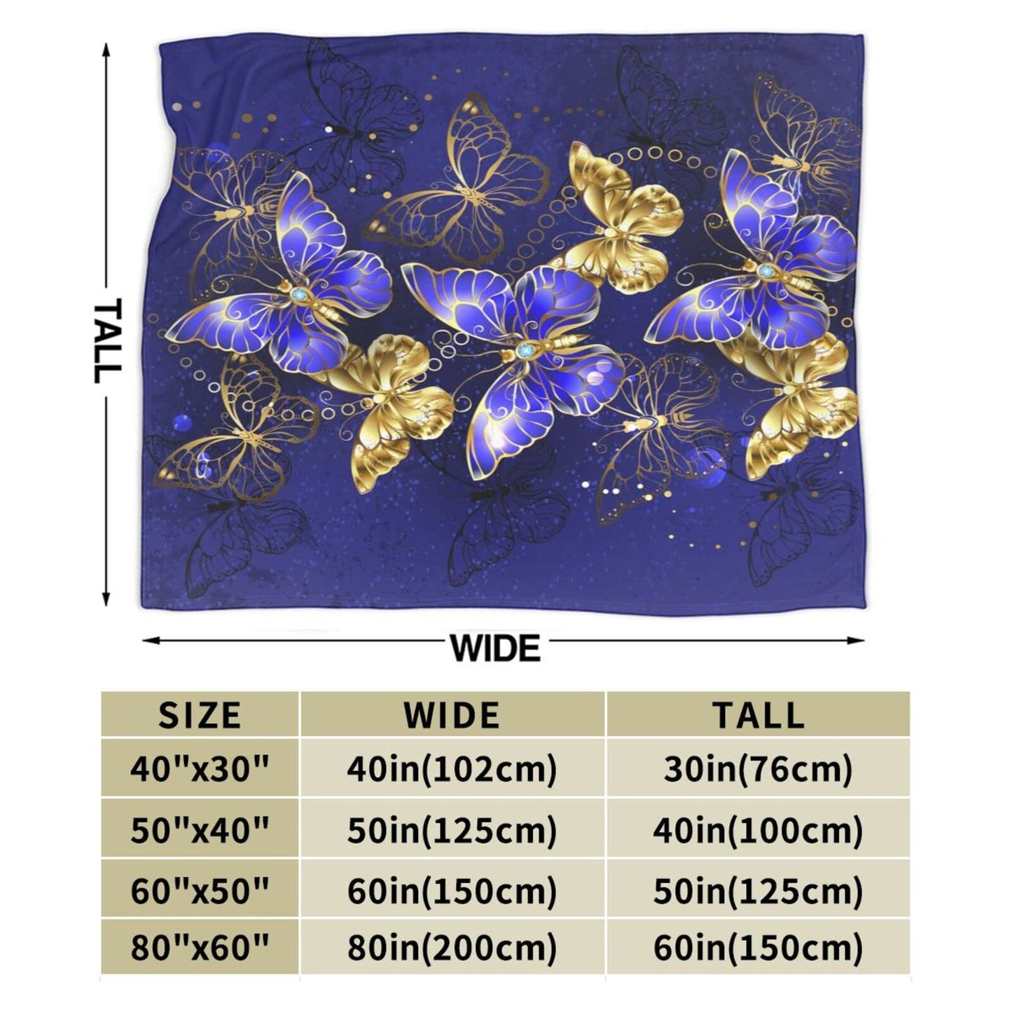 Majoug Purple and Gold Butterfly Pattern Throw Blanket Soft Lightweight Cozy Premium Flannel Warm Bed Blanket for Bedroom Living Couch All Seasons 50"X40"