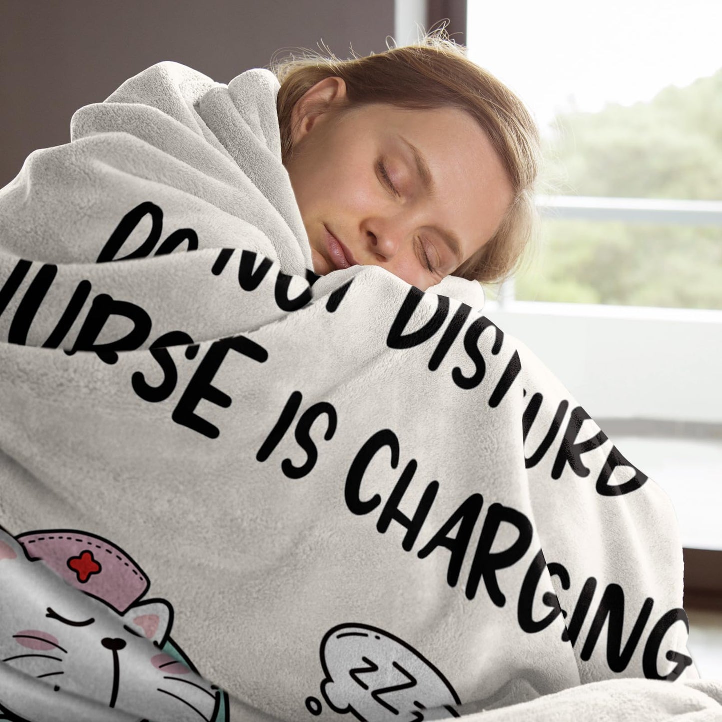 GiltGlimmer Funny Nurse Gifts for Women, Nurse is Charging Blanket, LPN RN Birthday Appreciation Gift for Nurses Practitioner, Nursing Student Graduation Gift for Nurses Week/Day 60" x 50", Off White