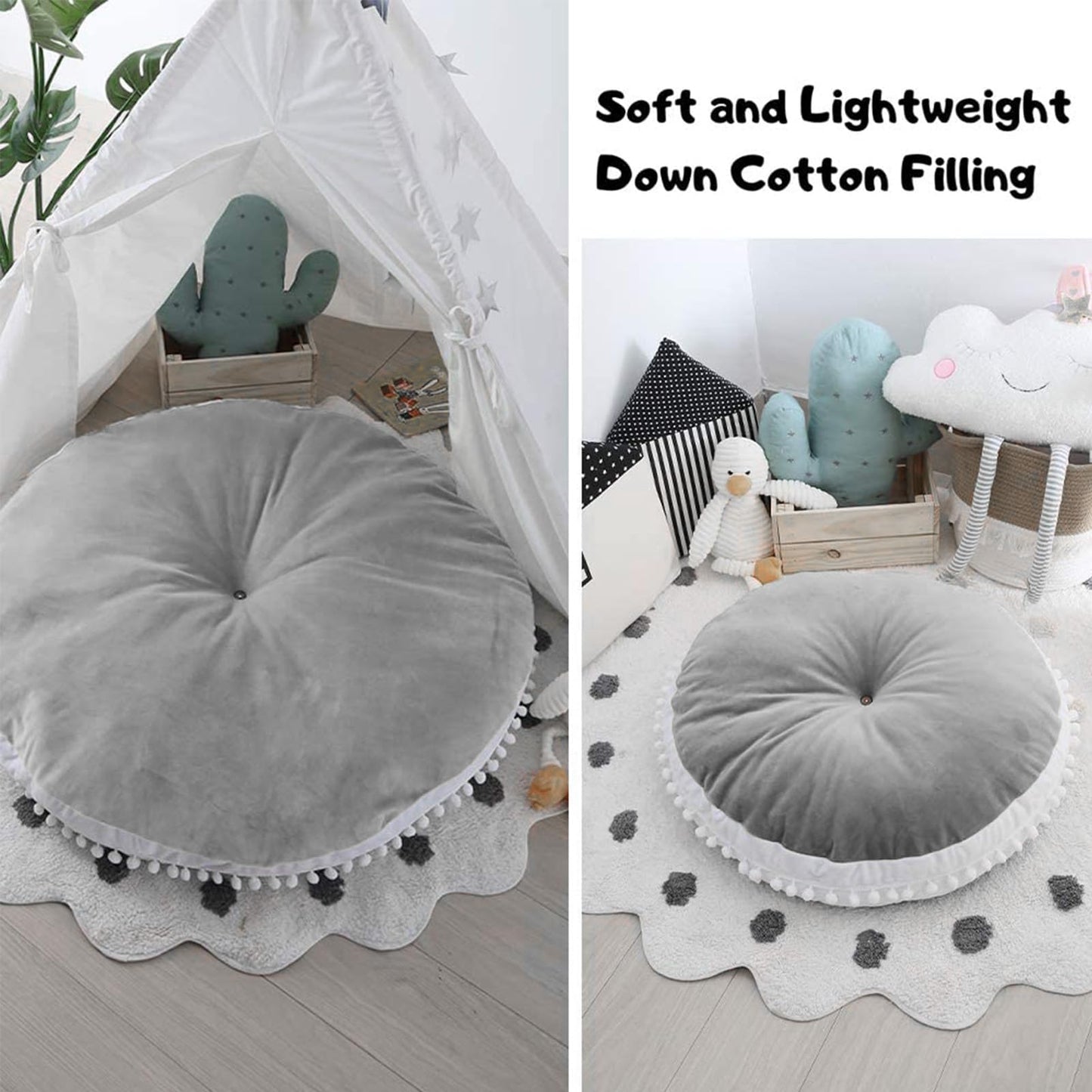 Kishome Large Floor Cushion Seating Circle Kids Floor Pillow for Children