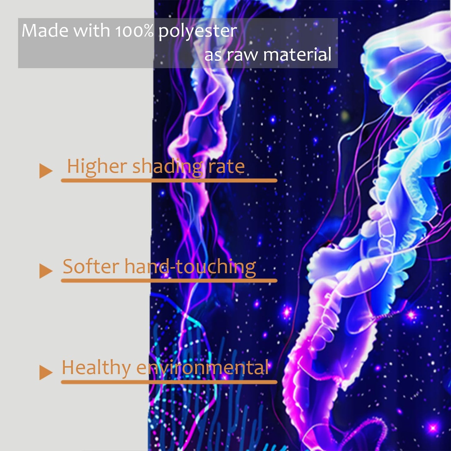 HOSIMA Jellyfish Pattern Fancy Curtains for Living Room Bedroom Decor Aesthetic for Teen Girls,Fantasy Starry Sky Curtains 2 Panels for Bedroom Cool Room Accessories,38W*54H Inch