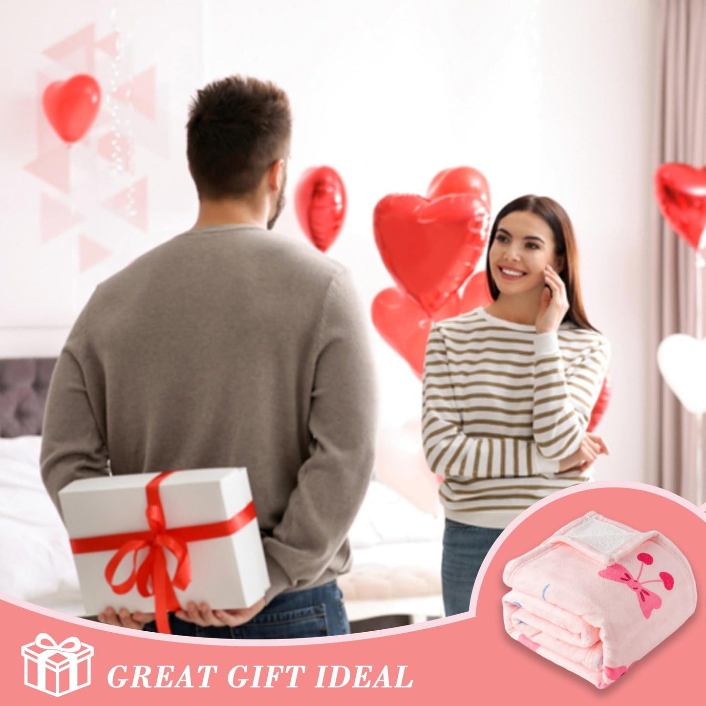Battilo Birthday Gifts for Women, Girlfriend, Wife, Best Friend, Mom, Sister, Mothers Day Blanket, Love Blanket, Super Soft Flannel Throw Blankets for Bed Couch Sofa,50 x 60, Pink