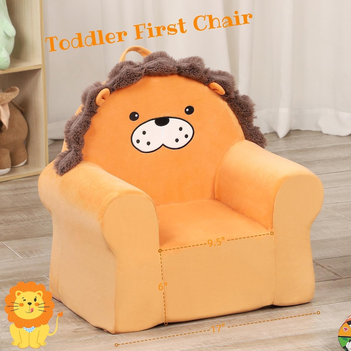 MOMCAYWEX Cuddly Toddler First Chair, Premium Character Chair, Yellow, 18 Month up to 3 Years