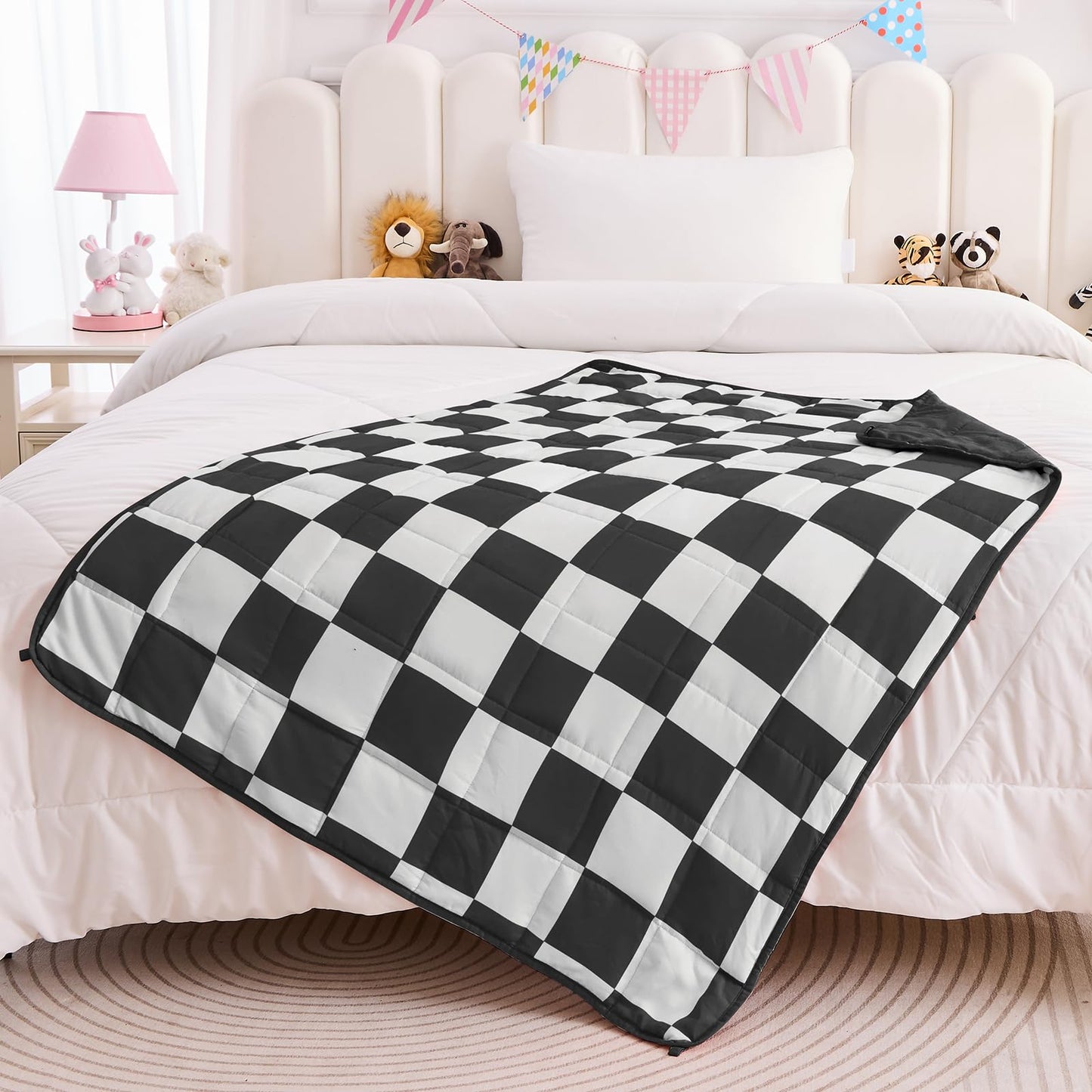 yescool Black Checkered Weighted Blanket 10 Pounds Plaid Weighted Throw Blanket, Twin Heavy Blanket, Tartan Bed Blanket Gifts for 80-110lbs, 40"x60"