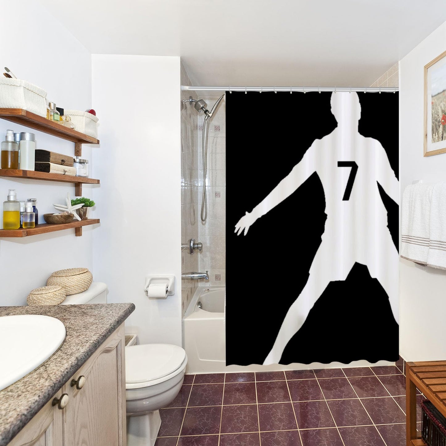 Funnytree Football Legend Shower Curtain, Portuguese Superstar Bathroom Decor, Waterproof Fabric Durable Easy Care Washable, 72"X72"(Hooks Not Included) SC00254-002