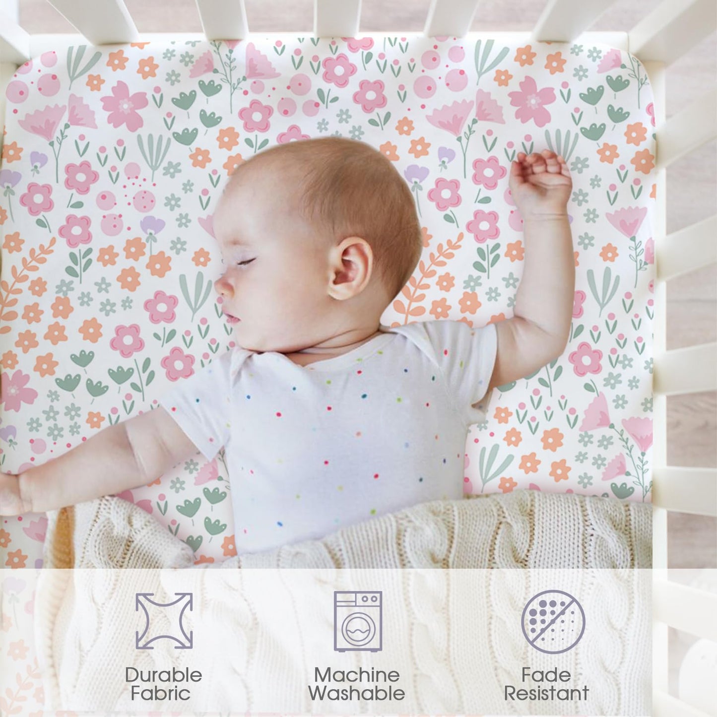 Bimocosy Crib Sheets 4 Pack, Baby Crib Sheets Fitted for Boys and Girls Breathable & Snug Fit, Soft Toddler Bed Sheets for Standard Crib Mattress Nursery Daycare Essentials, Butterfly Bloom