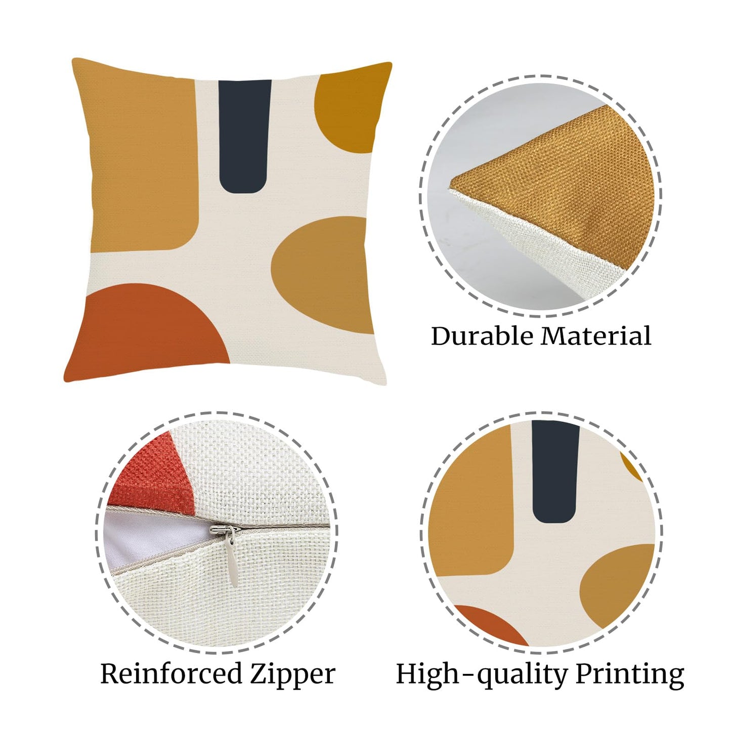 Joymaison Boho Abstract Geometric Throw Pillow Covers 18x18 Inch Set of 4 Orange Mid Century Modern Retro Cushion Covers Home Decor for Couch Cushion Cases