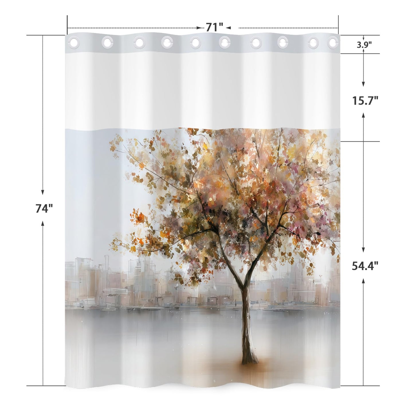 NAEMBCU No Hook Abstract Shower Curtain with Liner 71 x 74 Inch