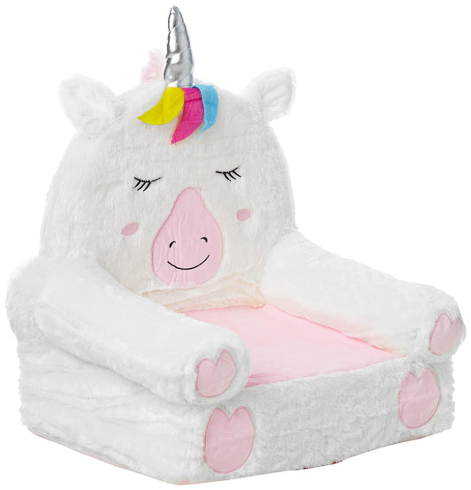 Amazon Basics Children's Plush Toddler Chair for Bedroom, Easy to Clean, Unicorn, Medium, Multicolor
