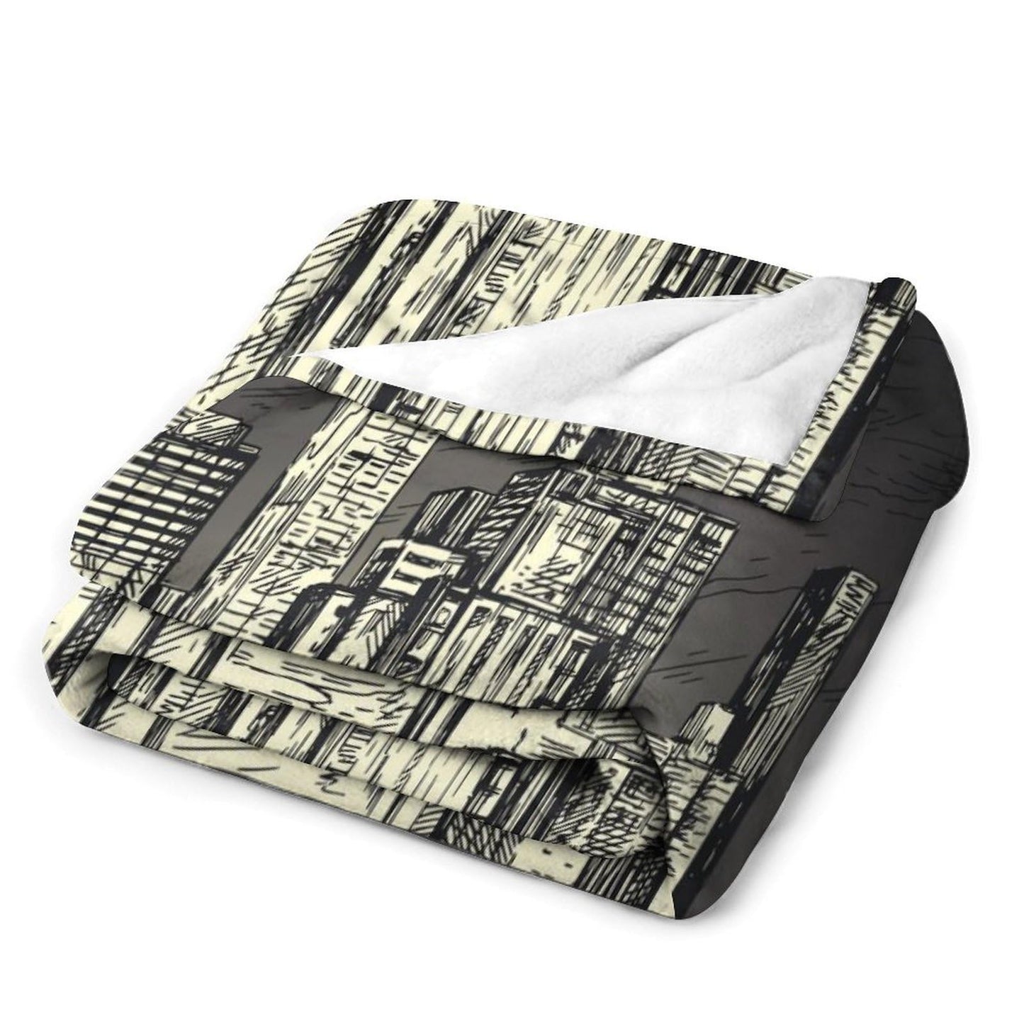 City Throw Blanket,Hand-Drawn New York Skyscraper Pattern Soft Cozy Warm Flannel Blankets for Sofa Couch Bed Gifts for Lover Kids Boys Grils Women Adults 30x40 Inch