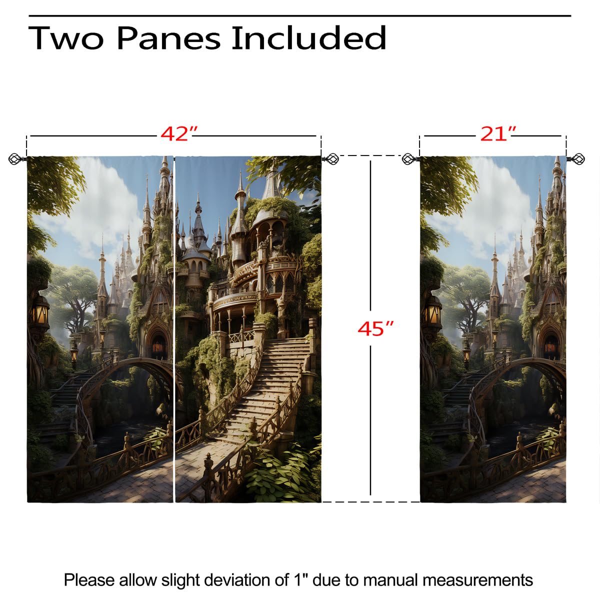 ONINUO Magic Castle Blackout Curtains for Girls Boy Home Decor, Fairy Tale Fantasy Enchanted Castle Grommet Thermal Insulated Drapes Darkening Window Curtain for Bedroom Living Room, 42 x 45 Inch