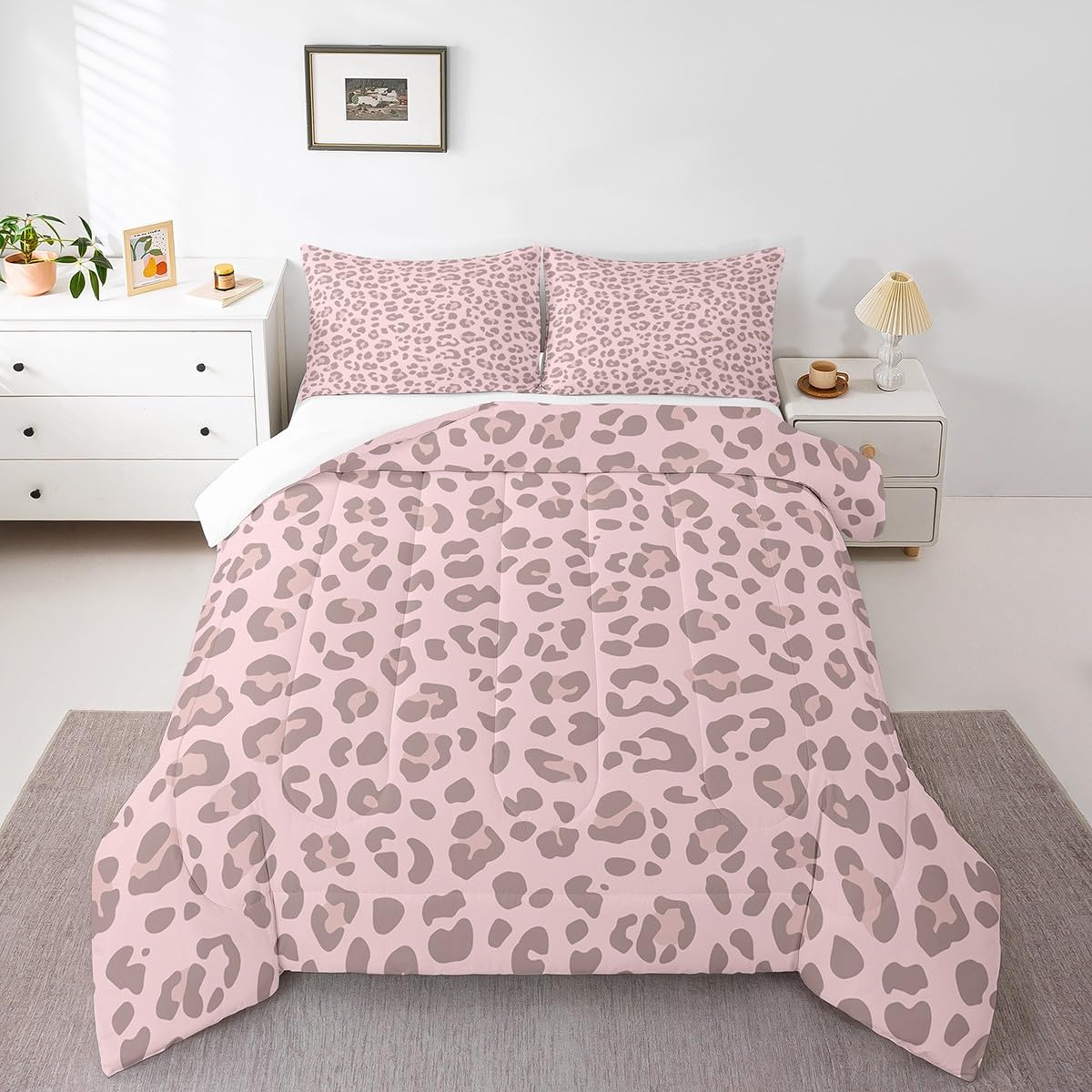 Pink Leopard Skin Comforter Leopard Print Comforter Set For Kids Boys Girls Africa Cheetah Printed Children Bedding Set Ultra Soft Decor Safari Animal Fur Pattern Duvet Set Twin Size Quilt Set