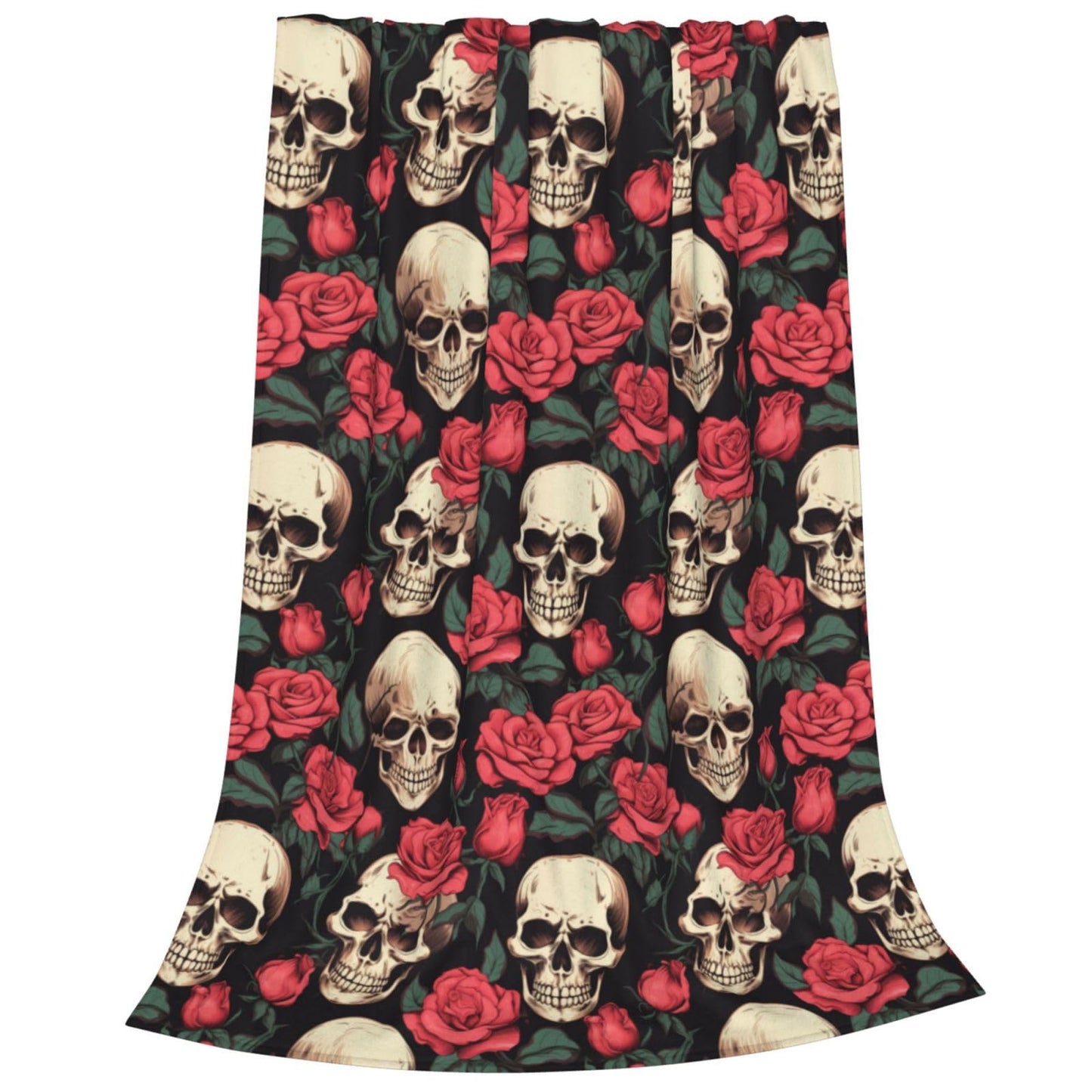 amepay Skull Flower Rose Blanket Gifts for Adults Women Men Gothic Skull Skeleton Flannel Throw Blankets Soft Fuzzy Lightweight for Home Decor Couch Bed Sofa 60x50 Inches