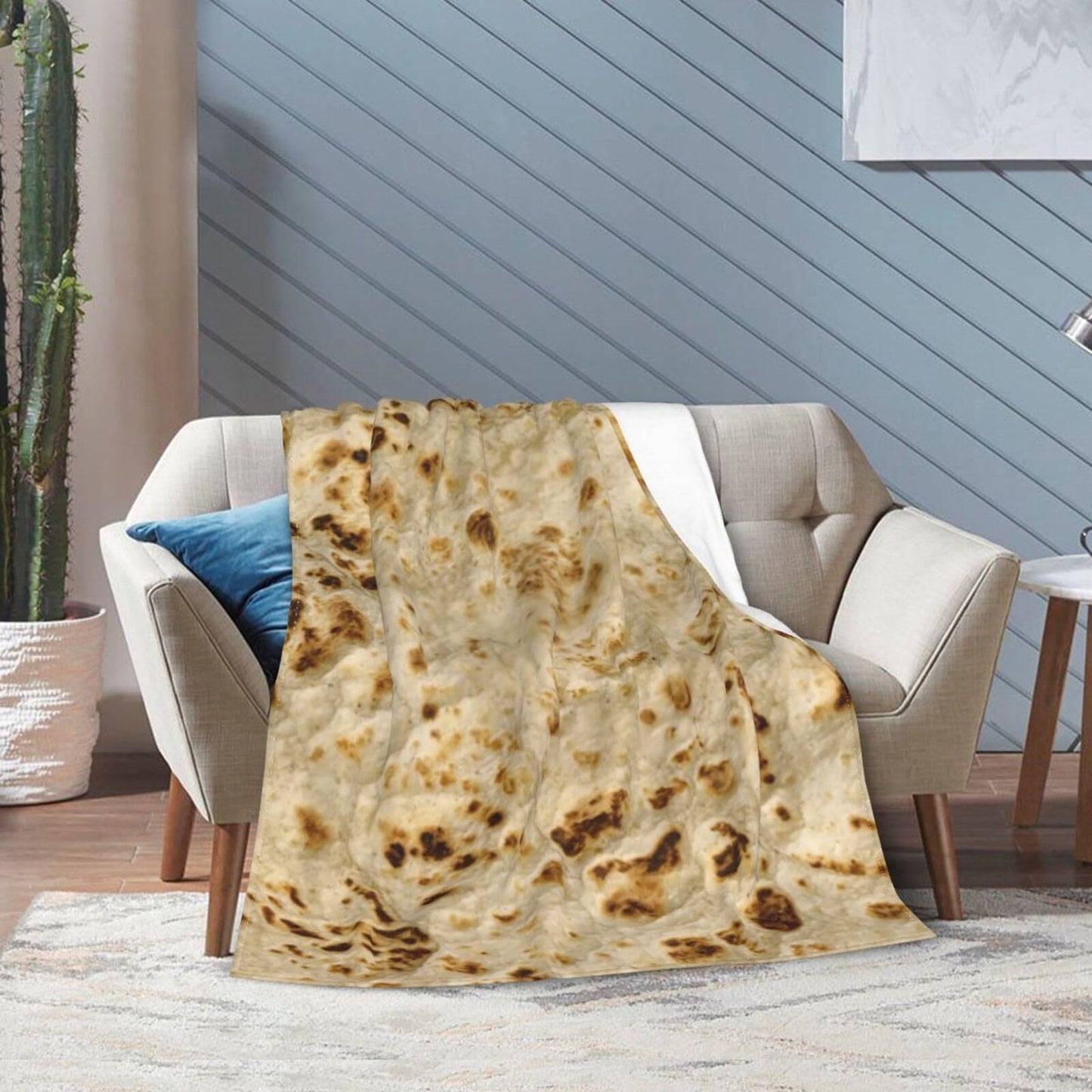Fried Lavash Burrito Tortilla Food Texture Throw Blanket Super Soft Warm Bed Blankets for Couch Bedroom Sofa Office Car, Cozy Flannel Plush Blanket Gifts for Girls Boys Teens Adults 60"x50"