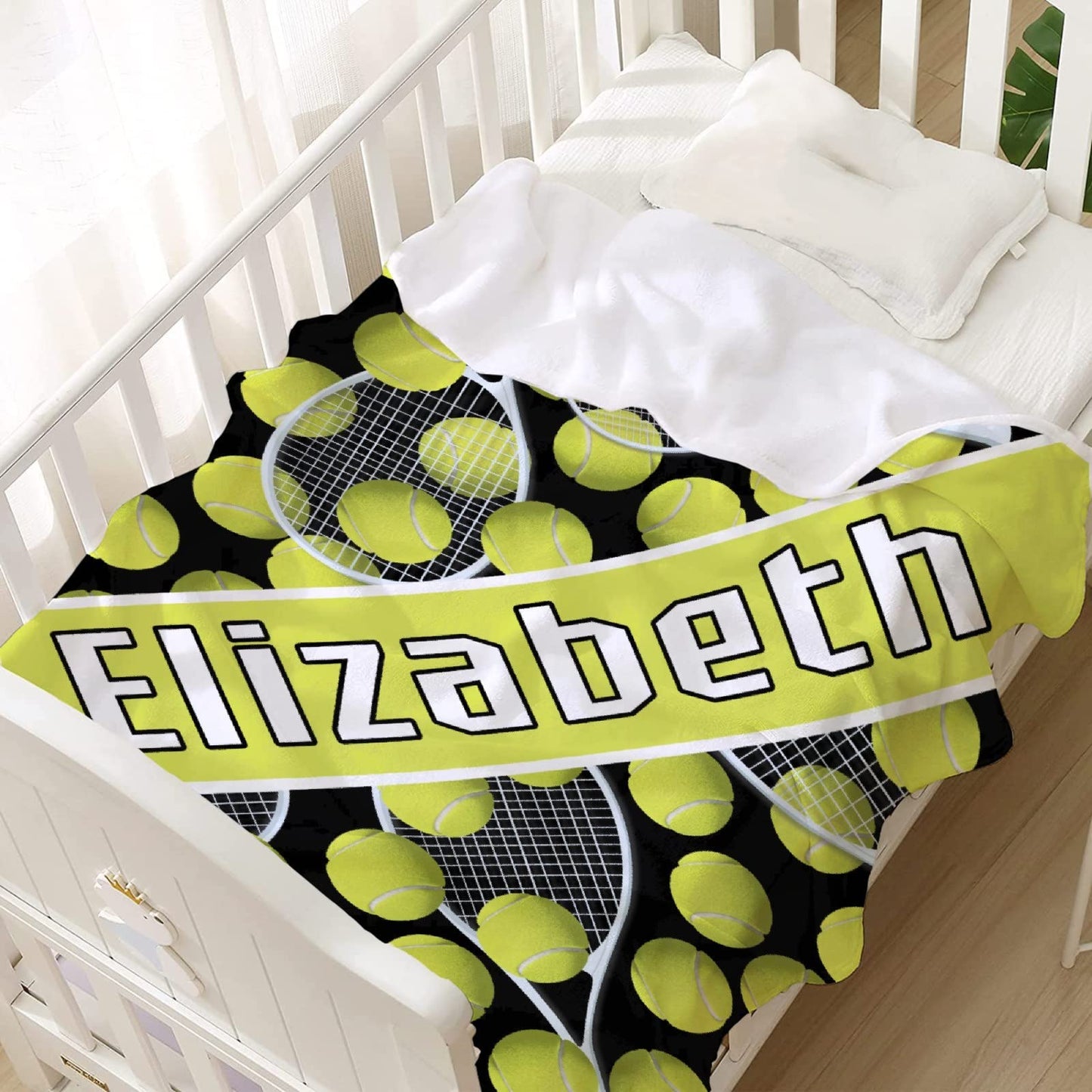 Tennis Custom Blanket with Words Picture Collage Soft Customized Blankets, Birthday Throw Personalized Gifts for Family, Mom, Kids, Dogs, Friends or Lover 50 in x 40 in Small for Kids