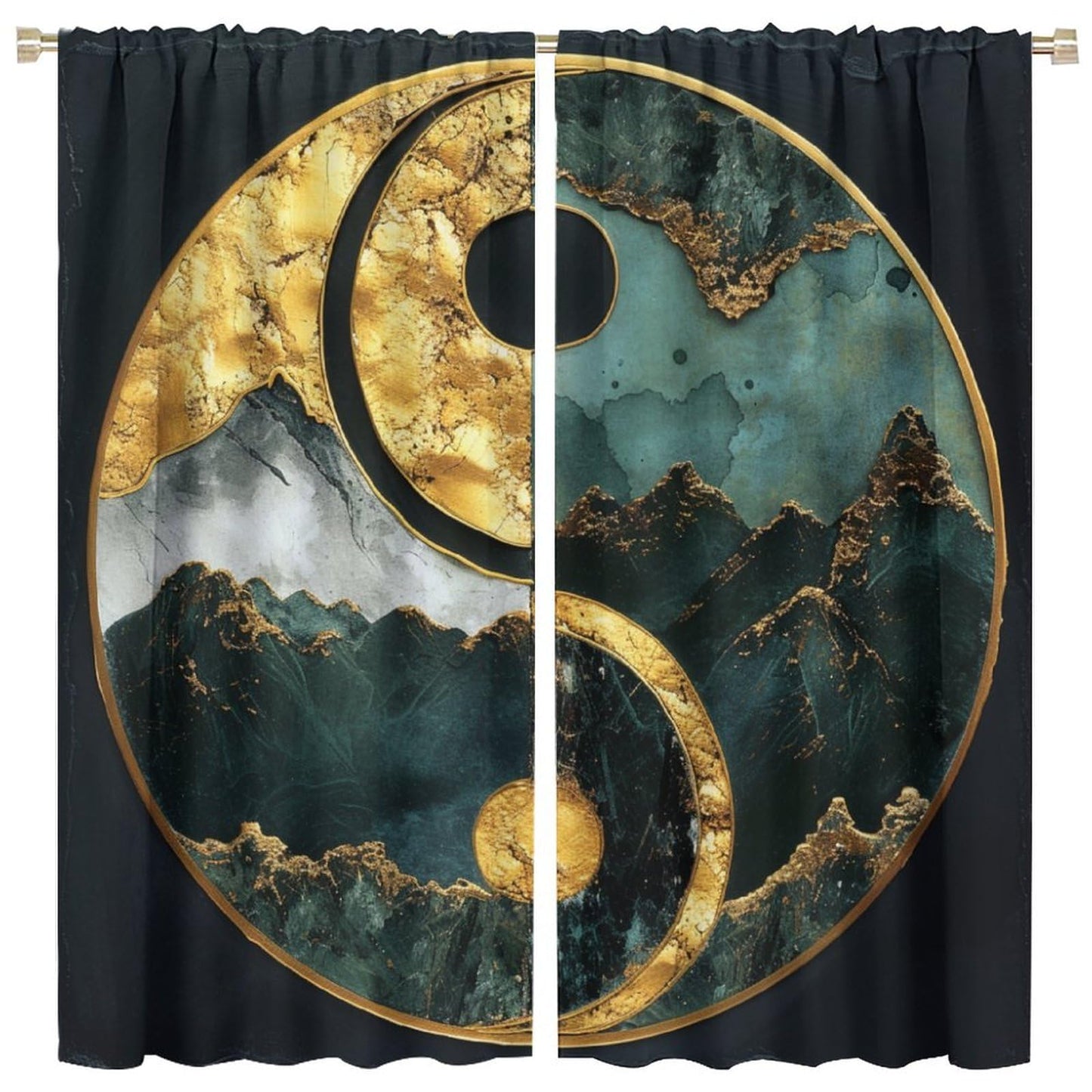 Brebasf Modern Natural Yin Yang Marble Rod Pocket Blackout Curtains Abstract Geometric Painting Art Mountain Marble Curtains Window Treatment for Living Room-2 Panels 45" L x 21" W
