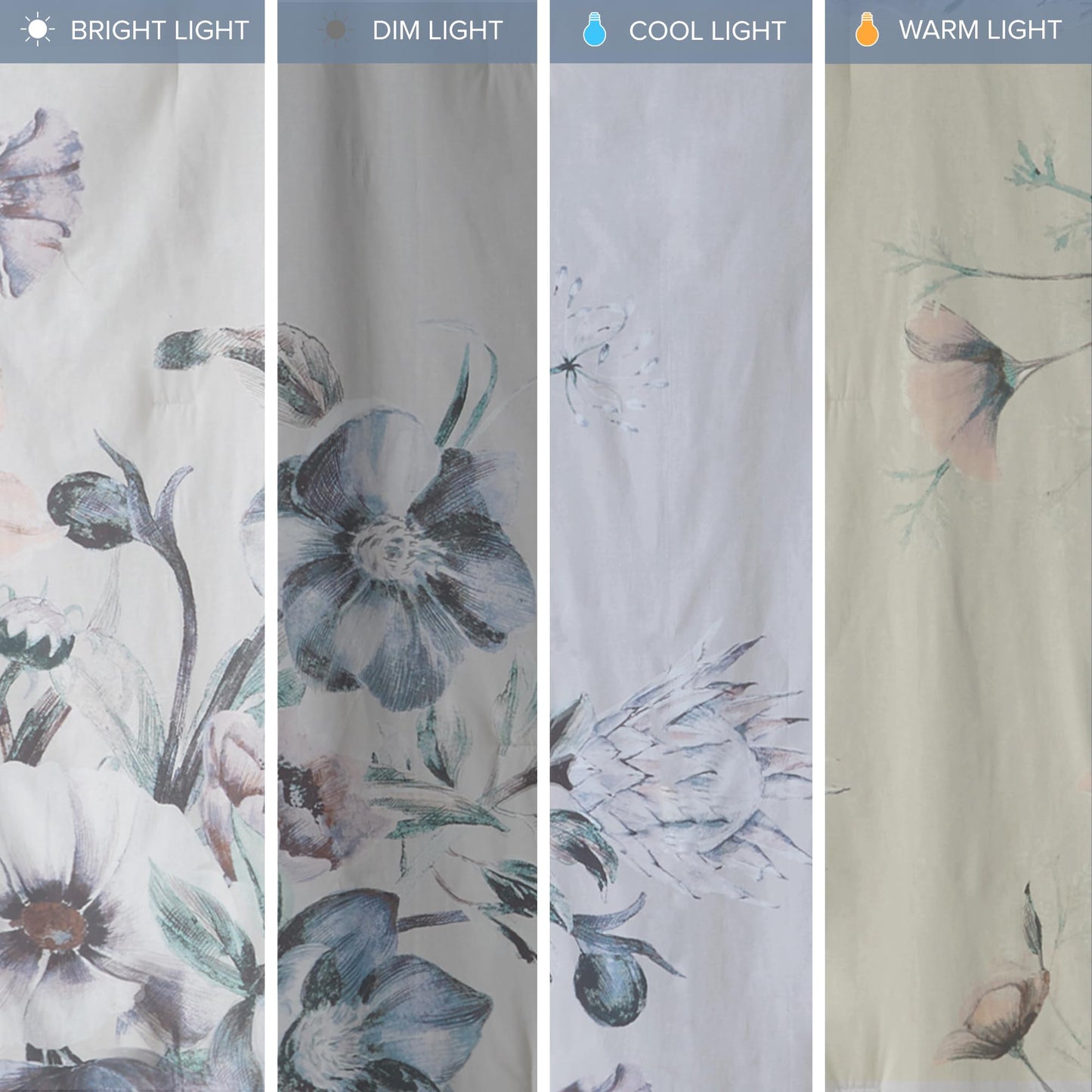 Madison Park Cassandra Cotton Blend Comforter Set - Feminine Design Colorful Floral Print, All Season Down Alternative Bedding Layer and Matching Shams, Queen (90 in x 90 in), Blue 8 Piece