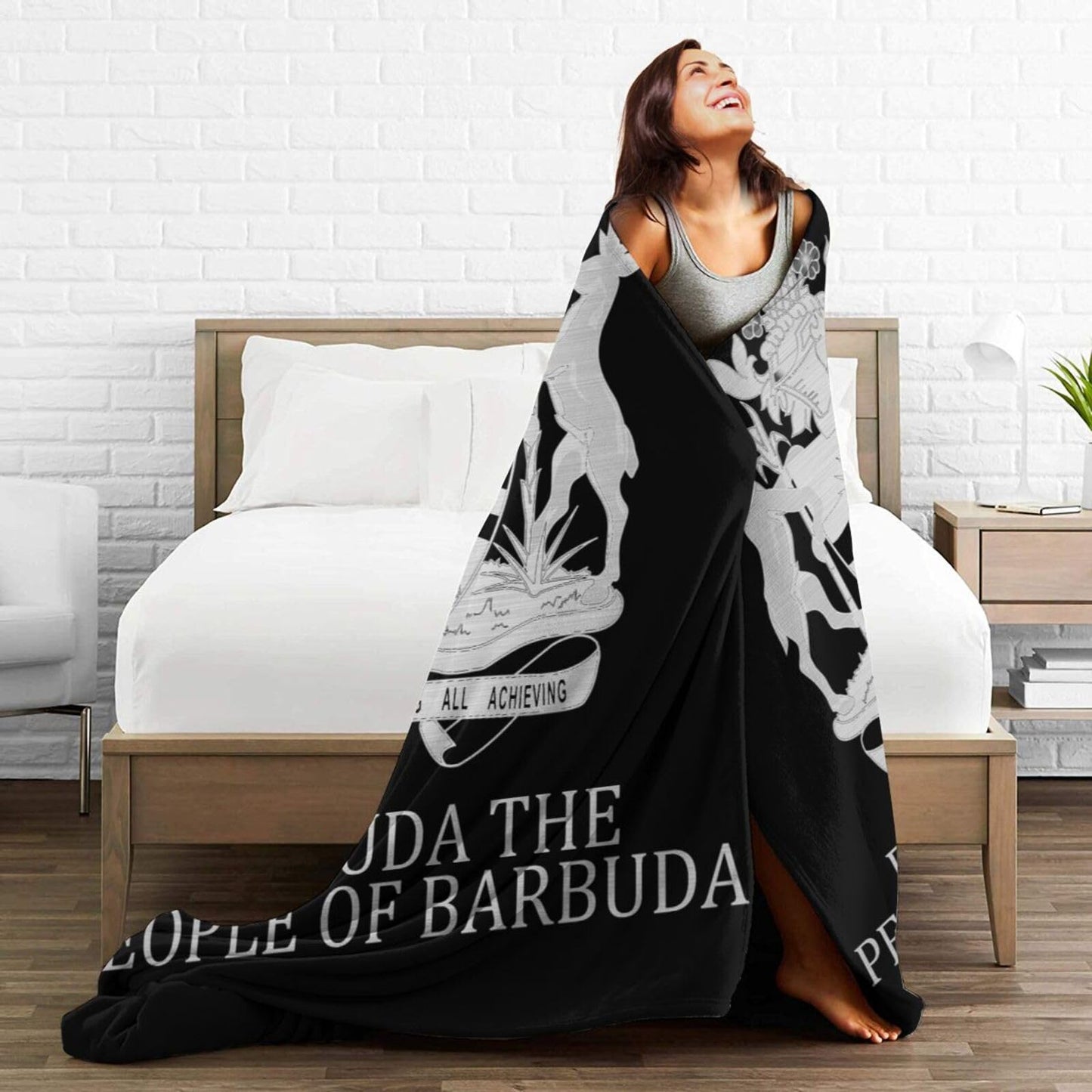 Barbuda Flag Logo Blanket Throw Blanket for Couch Sofa Plush Fleece Bed Blankets Lightweight Comfy Flannel Ultra-Soft Warm Blankets for Home Camping Travel Gift 80"X60"
