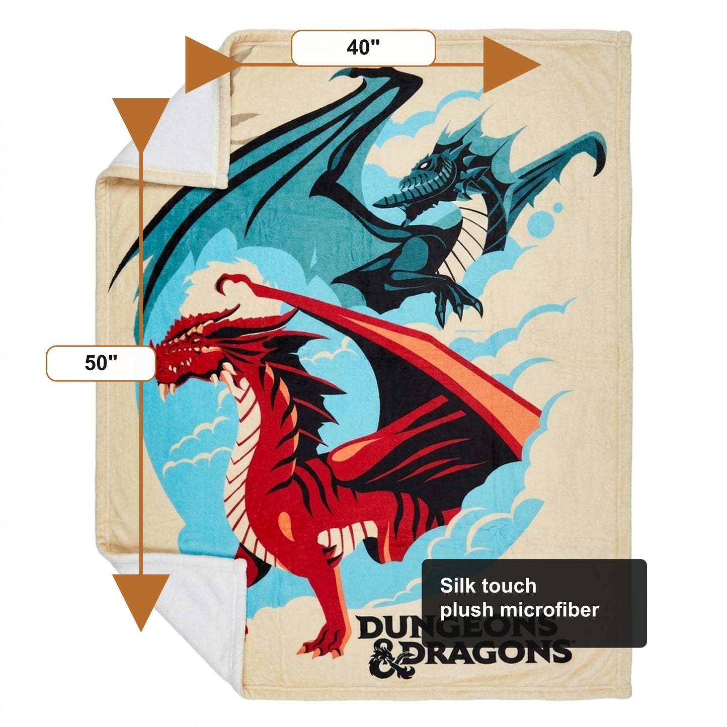 Northwest Dungeons and Dragons Silk Touch Plush Throw Blanket, 40 x 50 Inch Microfiber Lap Throw (Red Dragon)
