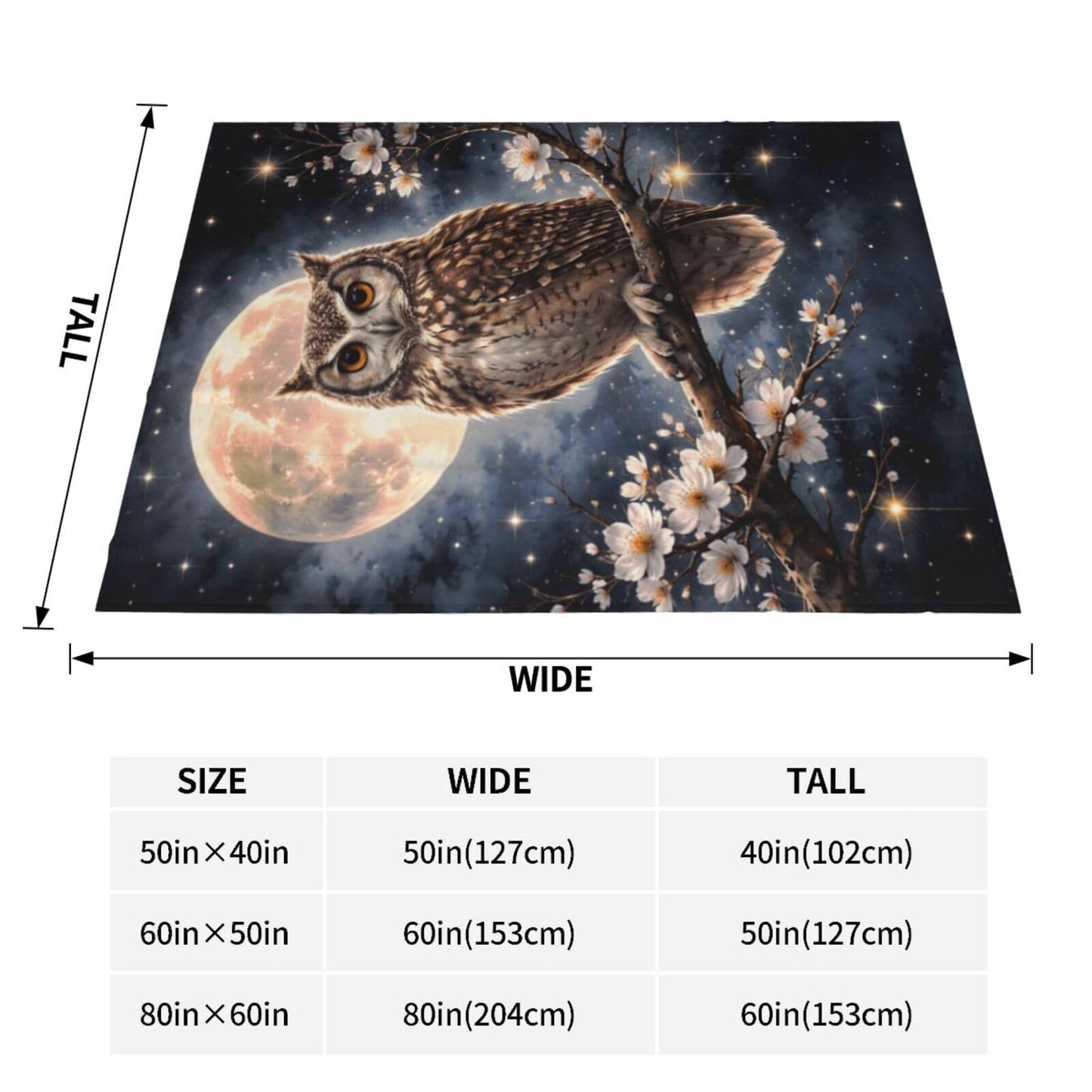 Owl Blanket, Gifts for Women, Magical Night Sky Soft Lightweight Throw Blankets for Kids, Travel Bed Living Room Decor, 50x60in