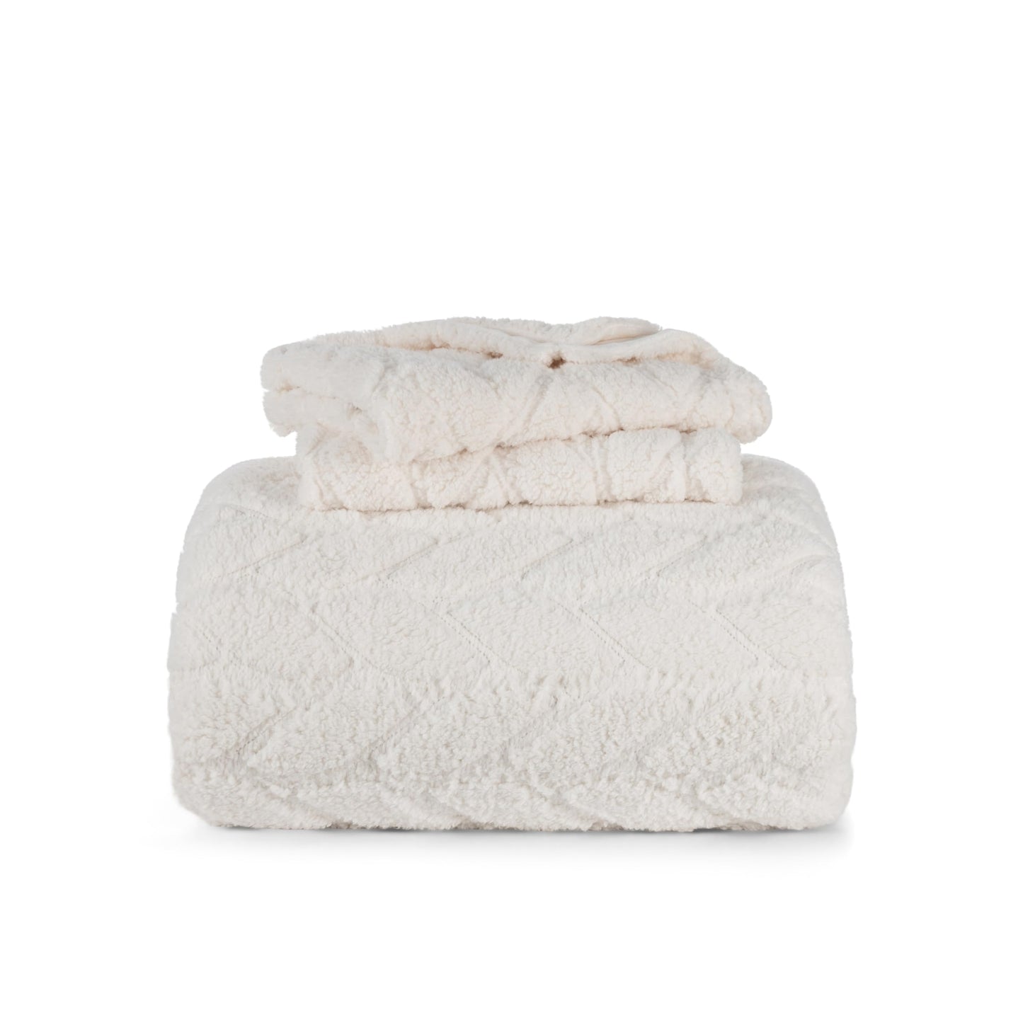 Berkshire Sherpa & Velvetloft Comforter Set Full/Queen, Luxuriously Warm Fleece Reversible Microfiber Plush Bedding Set with 1 Comforter(90"x90") and 2 Pillow Shams(24"x30"), Sour Cream