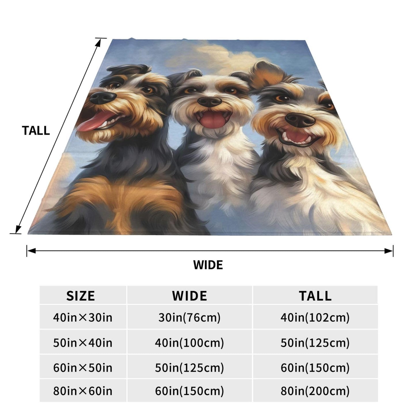 Turamurra Cute Schnauzer Blanket Gifts for Kids Adults Soft Warm Lightweight Cozy Animal Dog Throw Blankets for Bed Sofa Living Room Couch Home Decor 50"x60"