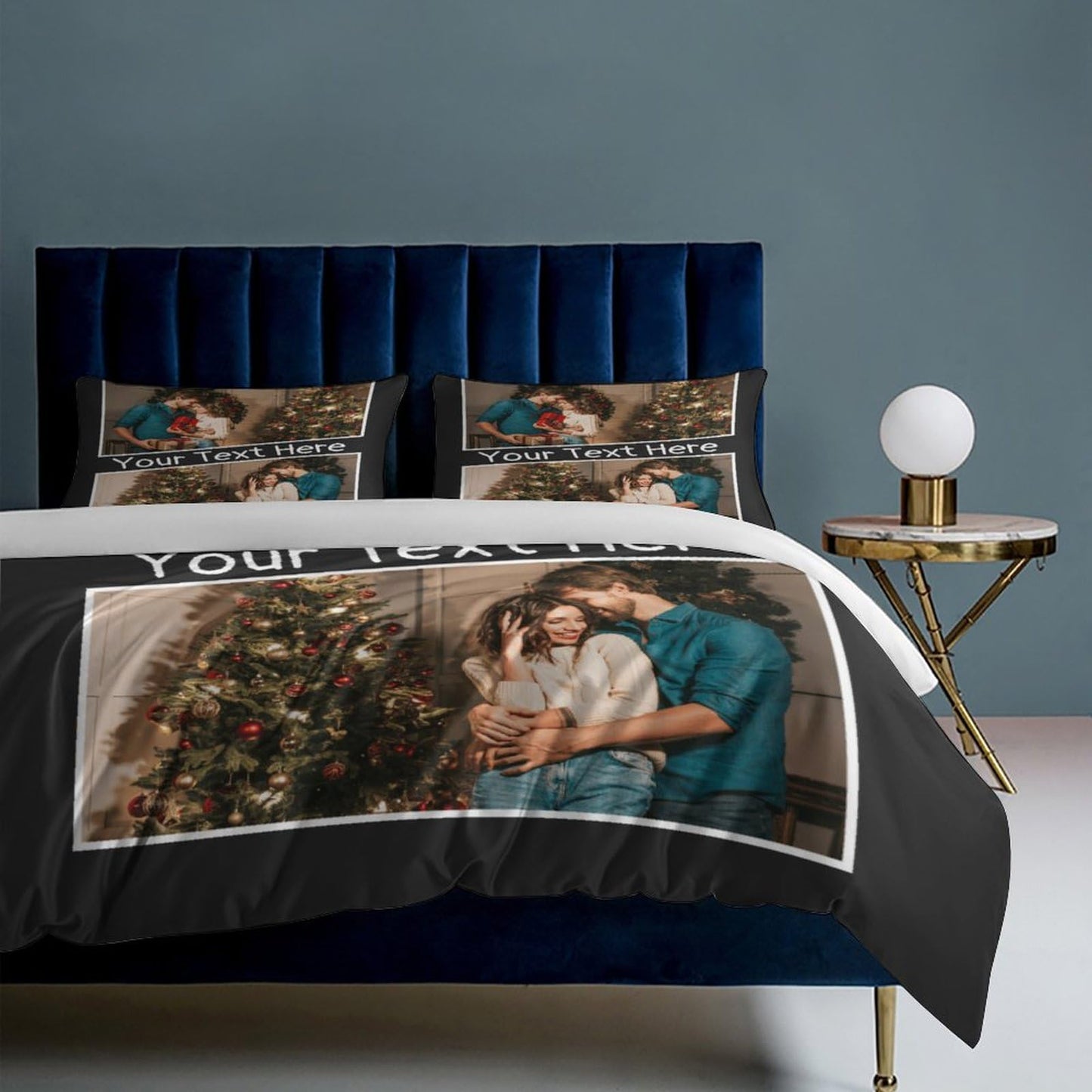Lonhooker Custom Comforter Set, Custom Three-piece Bed Set Personalized Cover Set 3-Piece with 2 Pillowcases Customized Picture Bedding Sets with Picture Text Logo Universal All Season (Color08)
