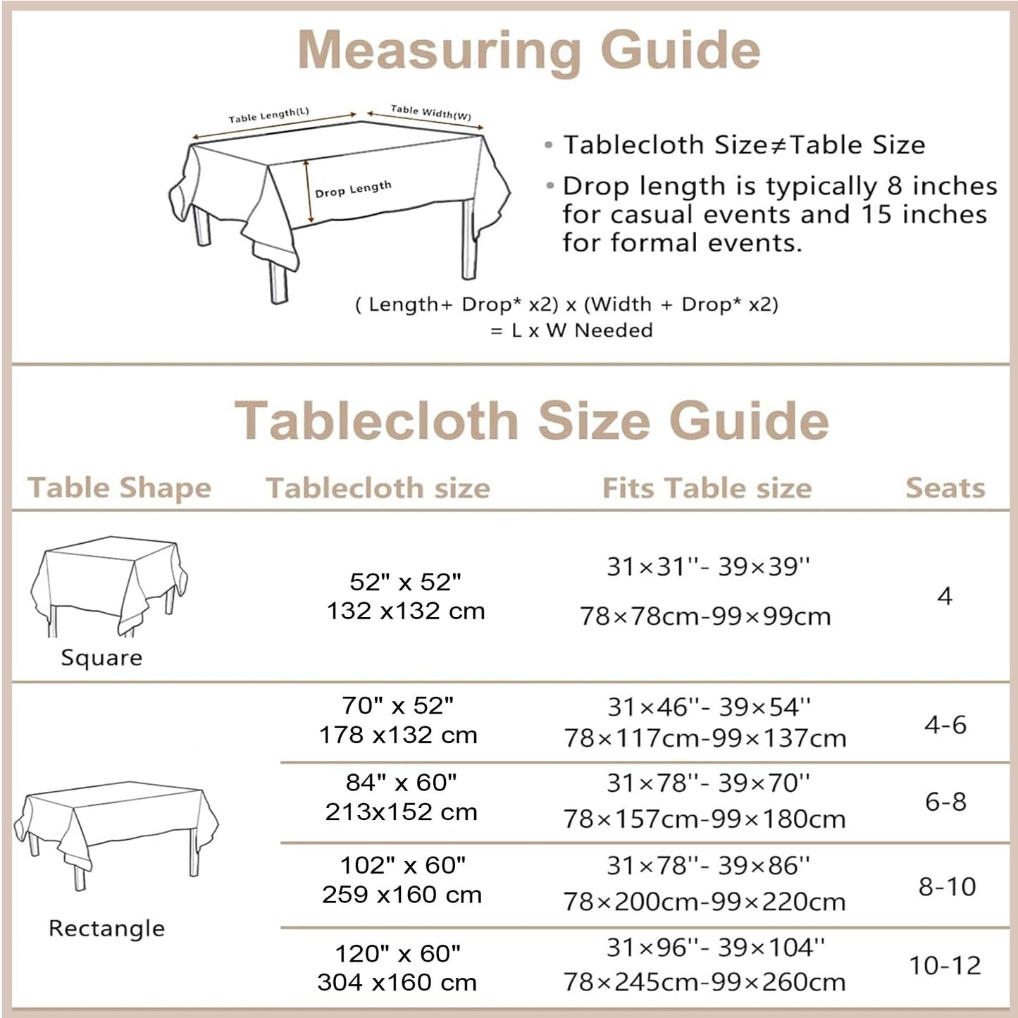 QDTTSRY Natural Tablecloth, Rectangle Tablecloth with Decorative Cutouts, Stain Resistant & Wrinkle Free Table Cover for for Dining Table (Natural Cotton Linen, 55" x 55" (Square))