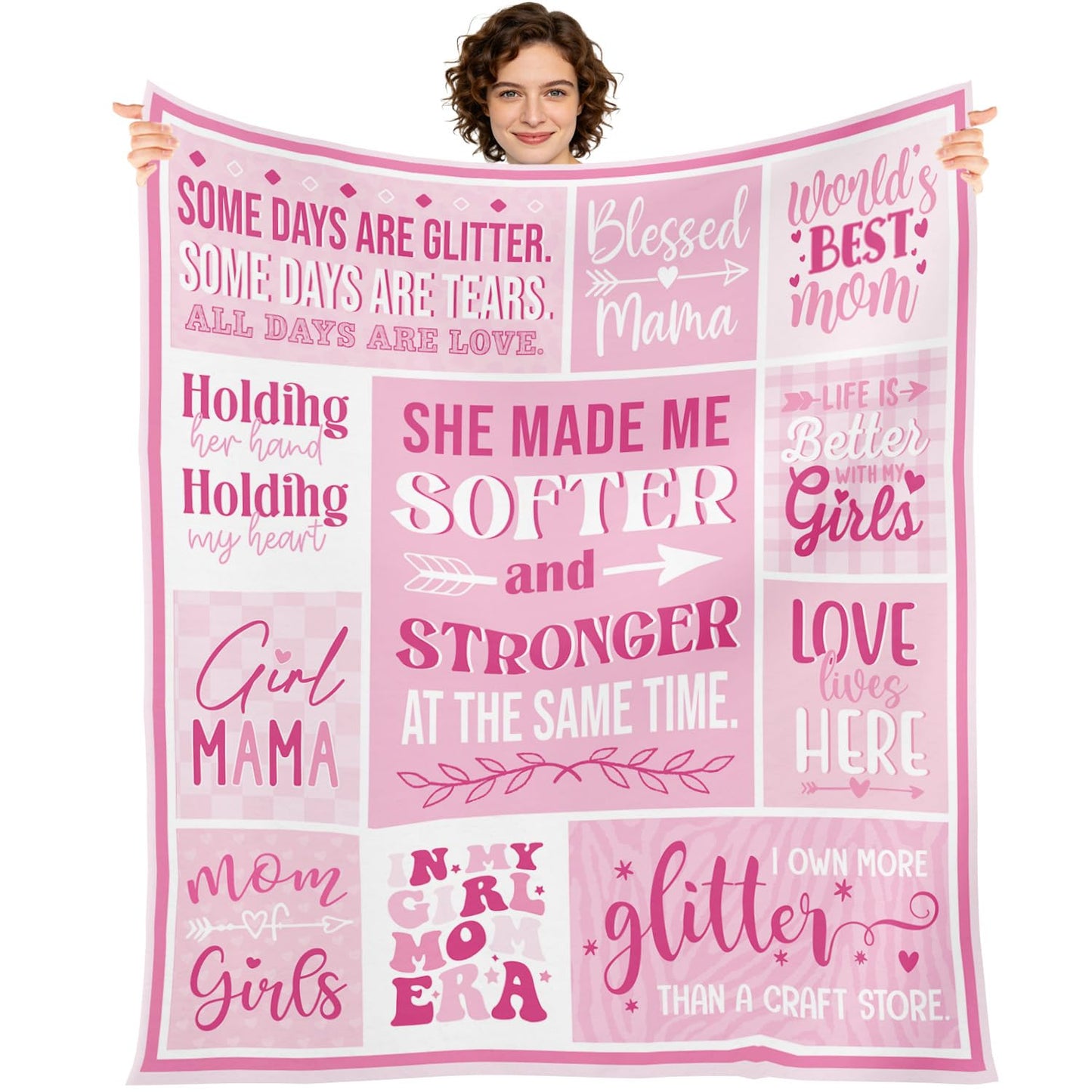 Wxiben Girl Mom Flannel Throw Blanket Gifts from Daughter - Mother's Day Birthday Gift for Mama Soft Blanket Present for Mother Bed Couch Sofa Home Decor 60x50 Inches