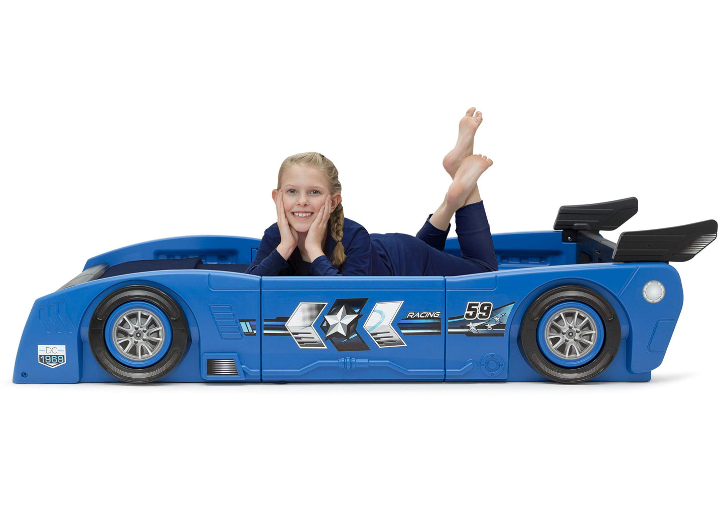 Delta Children Grand Prix Race Car Toddler-to-Twin Bed, Blue