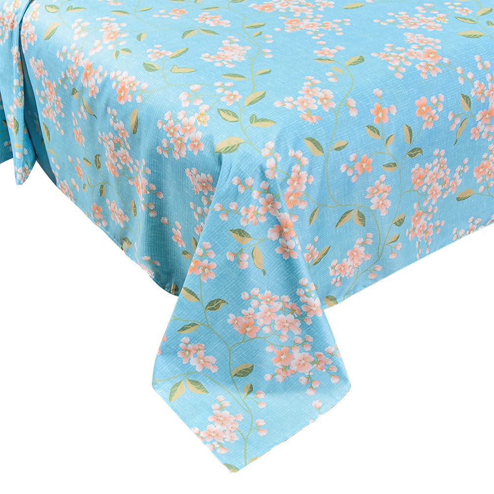 JSD Blue Floral Printed Sheet Set Queen Size, 4 Piece Soft Spring Pattern Microfiber Sheets Extra Deep Pocket