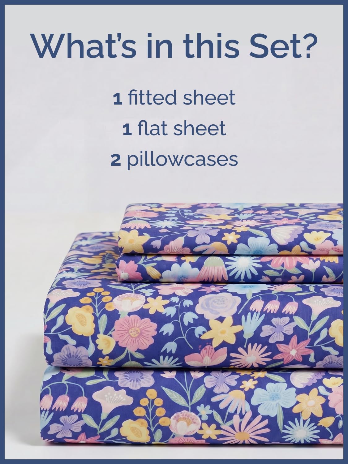 CGK Unlimited Kids Purple Meadow Queen 4 Piece Sheet Set - Boys, Girls, Teens, Toddler - Easy Fit Deep Pockets - Soft, Cooling & Breathable Sheets - Cute, Cozy, Fade & Wrinkle Free - Machine Washable